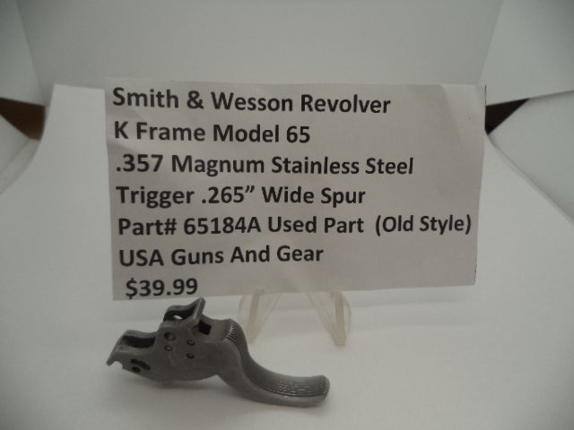 65184A Smith & Wesson K Frame Model 65 Trigger .265" Wide Spur  .357 Magnum