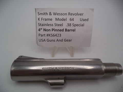 KS6423 Smith & Wesson K Frame Revolver Model 64 Used 4" Non Pinned Barrel .38 Special