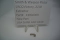 A Smith & Wesson SW22 Victory .22 LR Extractor displayed on a stand with a label indicating the part number, model, and price.