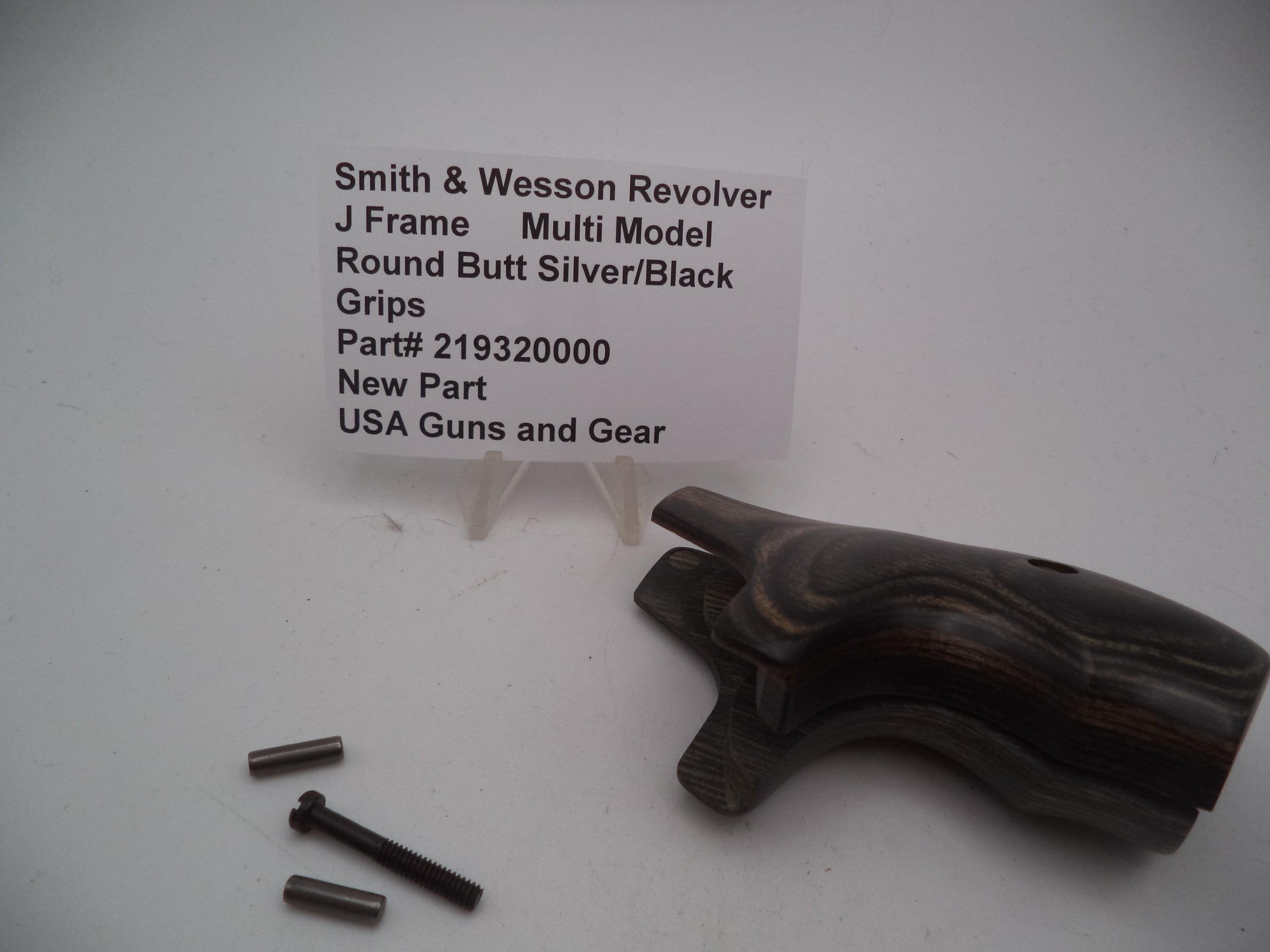 Smith & Wesson J Frame Round Butt Boot Grips Silver/Black - OEM Finger Groove Design