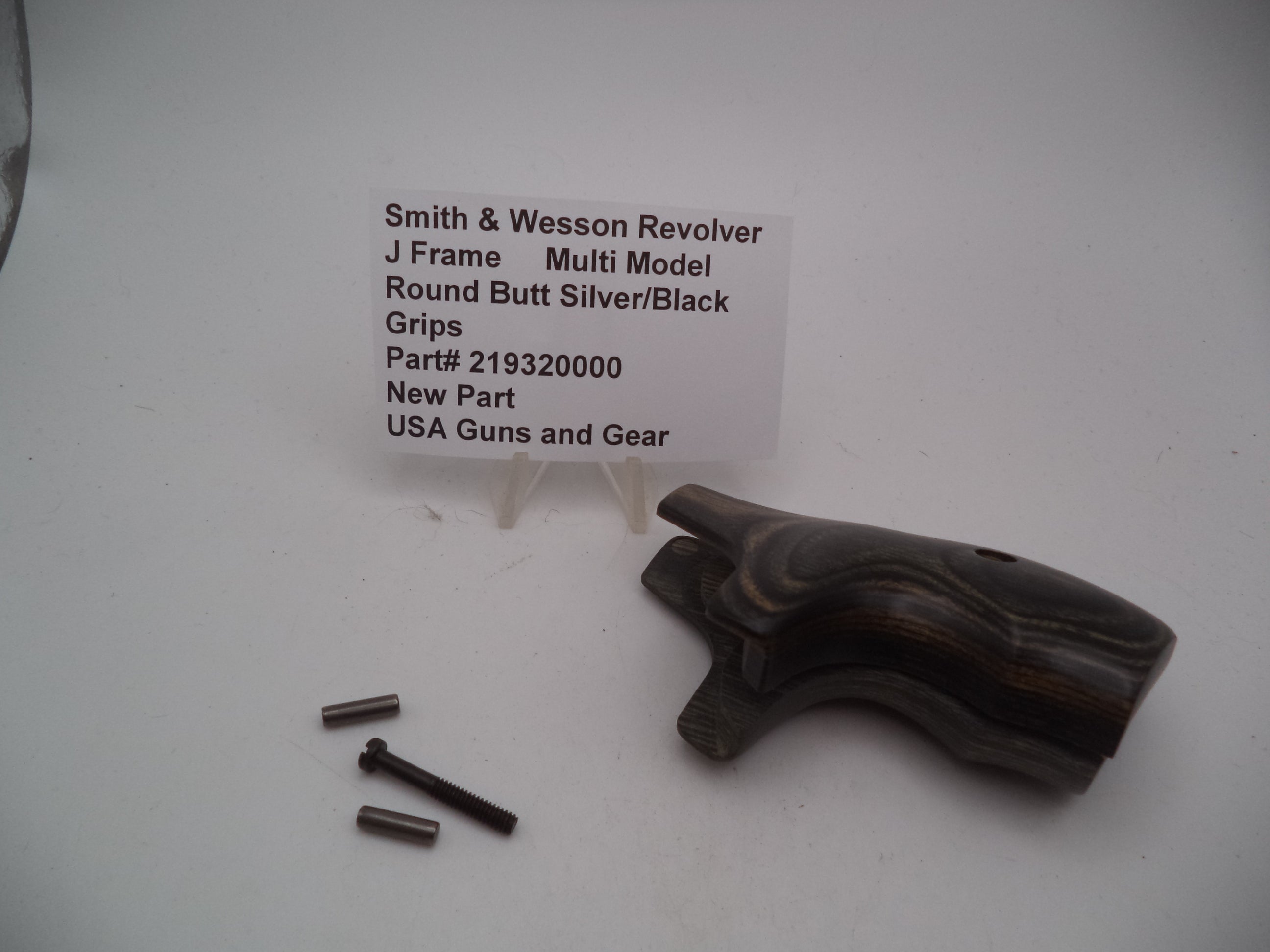Smith & Wesson J Frame Round Butt Boot Grips Silver/Black - OEM Finger Groove Design