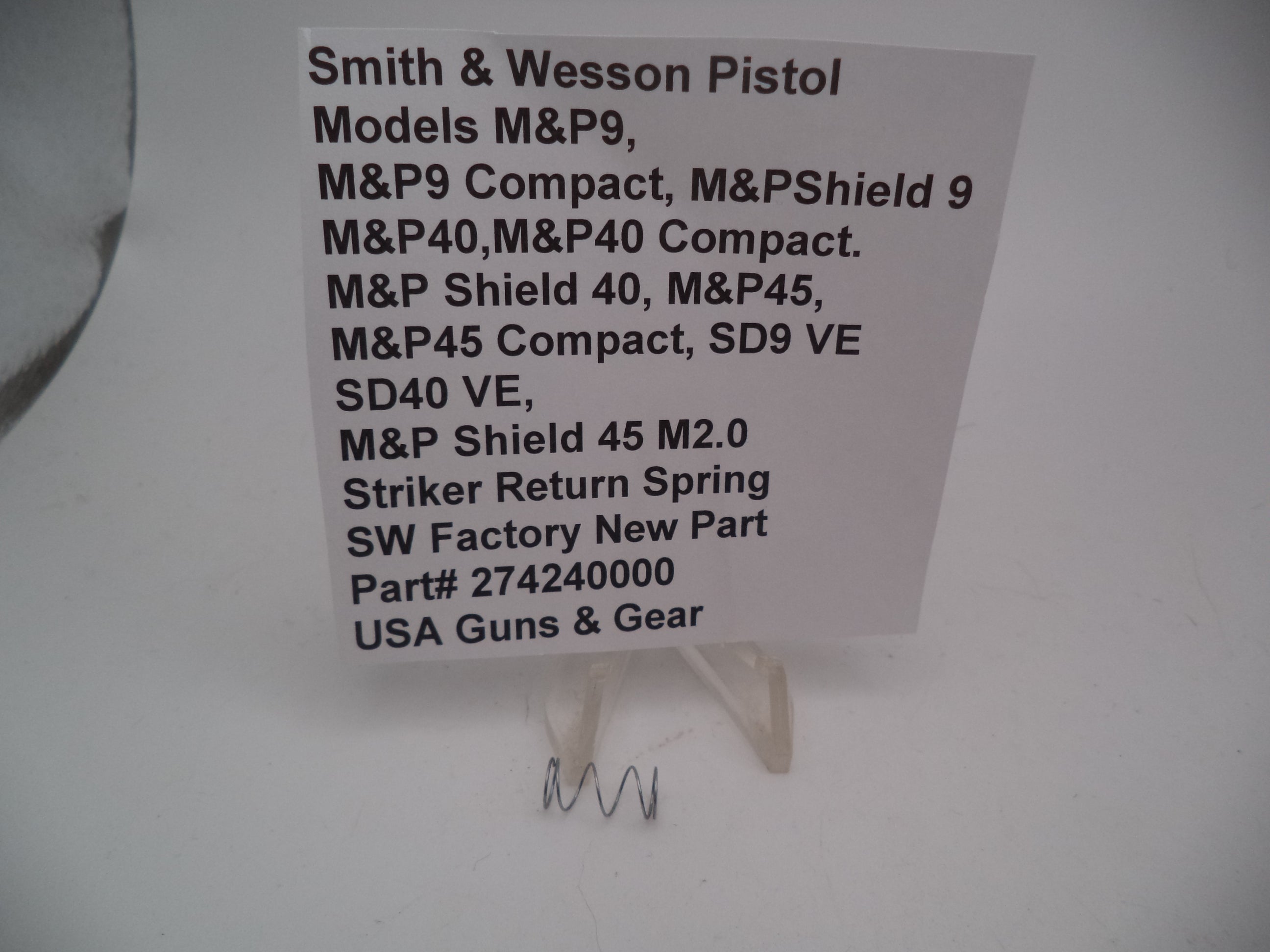 Smith & Wesson M&P/SDVE Striker Return Spring 274240000