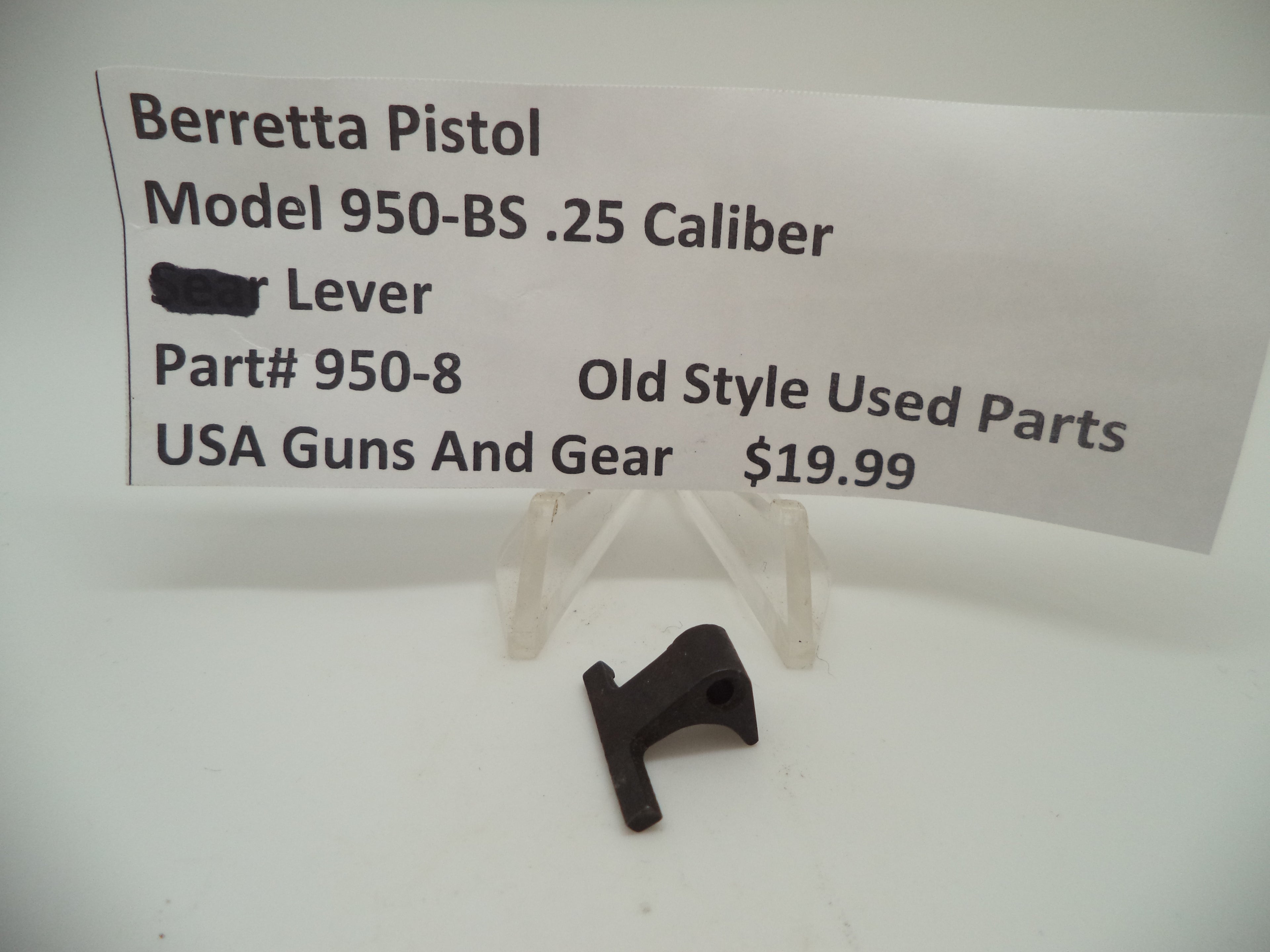 950-8 Beretta Pistol Model 950-BS .25 ACP S-Lever Blue Steel Used Part