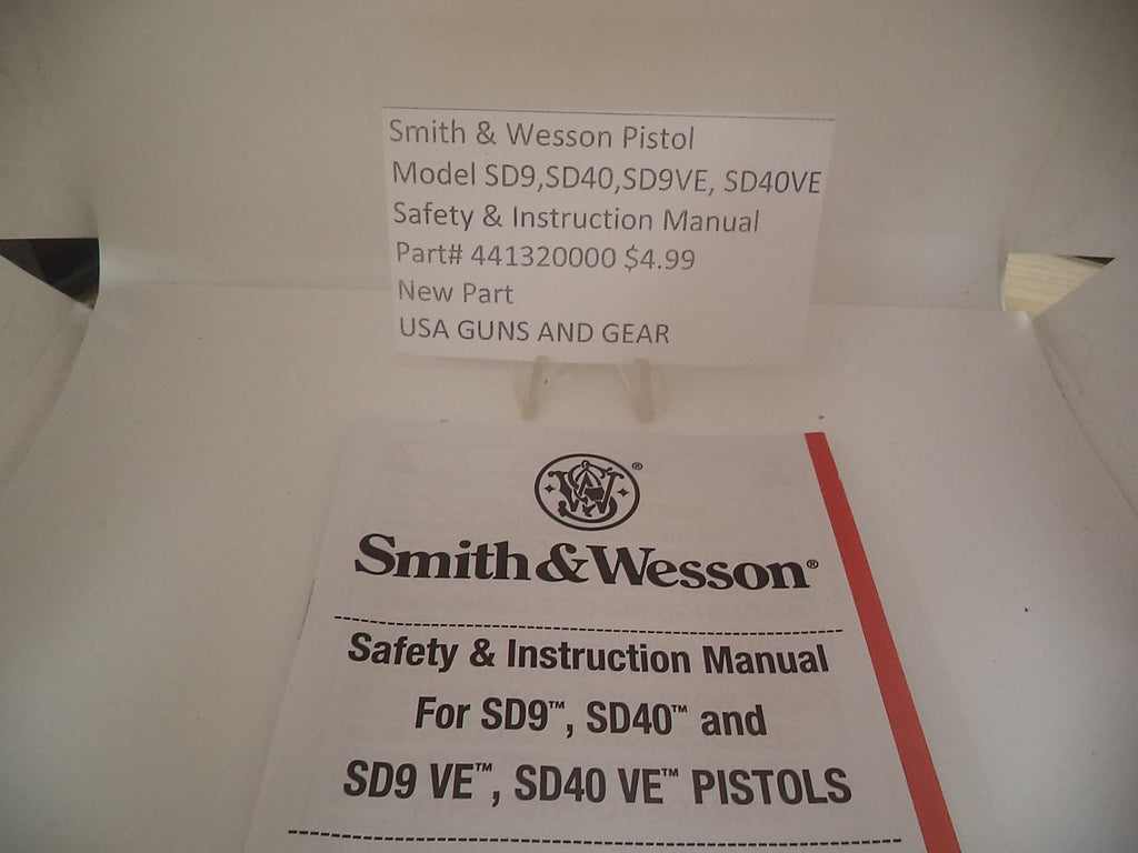 S&W SD9 SD40 SD9VE SD40VE Instruction & Safety Manual
