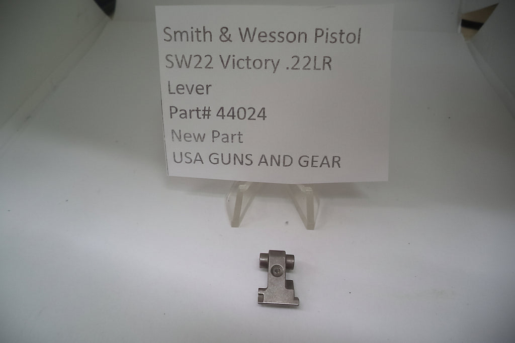 The image shows a metal lever labeled as Smith & Wesson SW 22 Victory, .22LR, with a price tag of $4.
