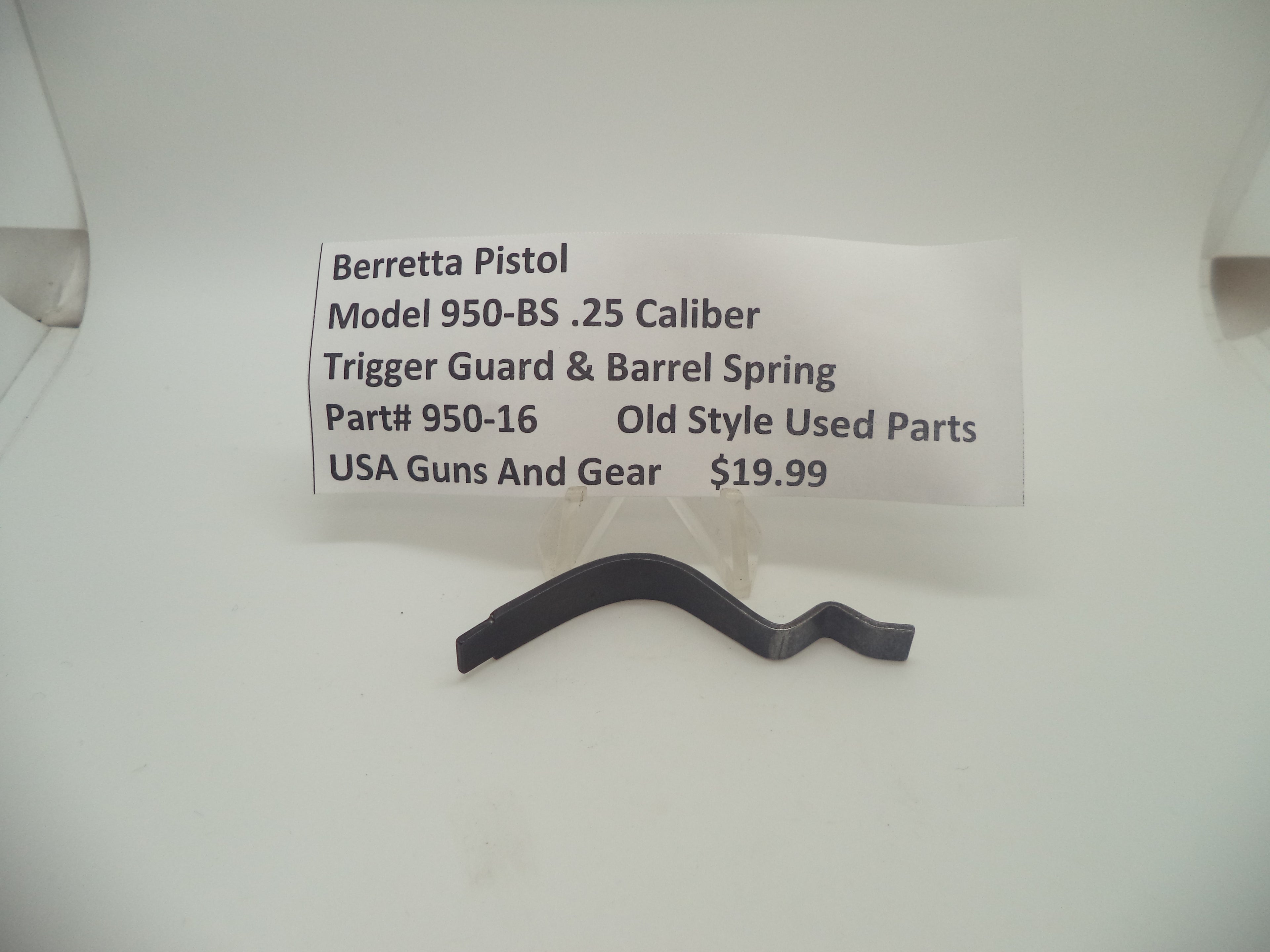 950-16 Beretta Pistol Model 950-BS .25 ACP Trigger Guard & Barrel Spring Used Part