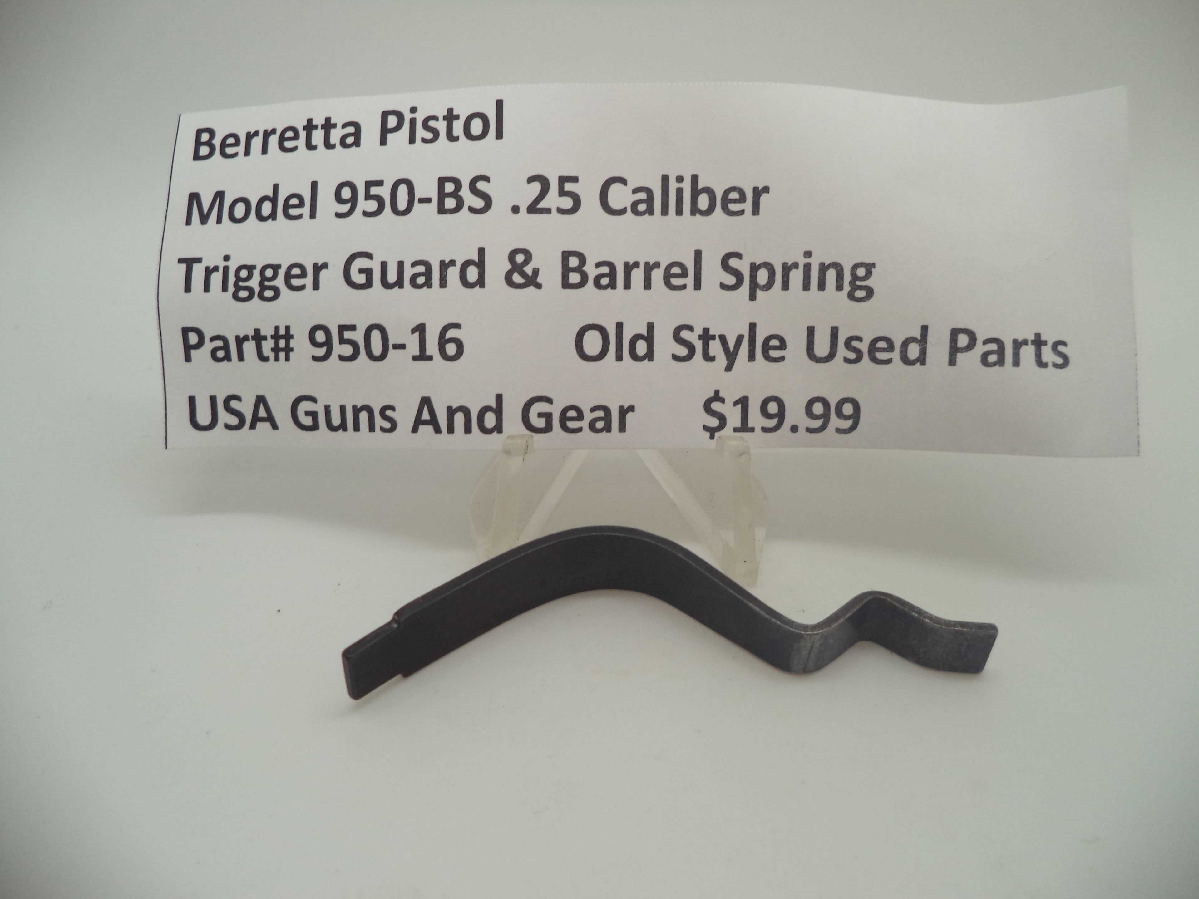 950-16 Beretta Pistol Model 950-BS .25 ACP Trigger Guard & Barrel Spring Used Part
