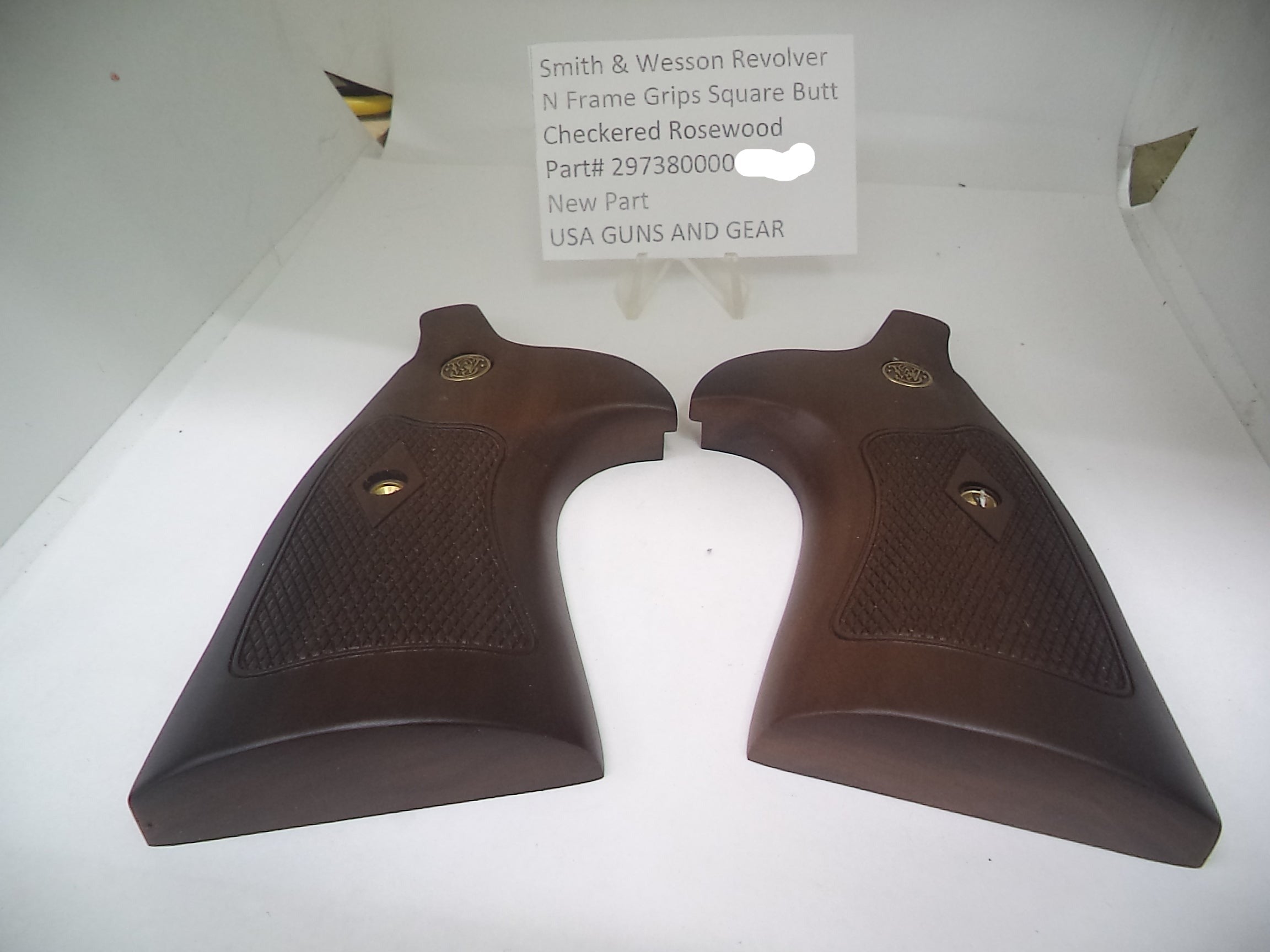 297380000 S&W N Frame Checkered Rosewood Grips Square Butt