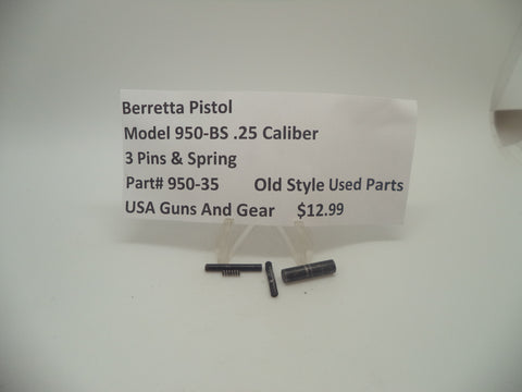 950-35 Beretta Pistol Model 950-BS .25 ACP 3 Pins & Spring Blue Used Part