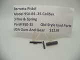 950-35 Beretta Pistol Model 950-BS .25 ACP 3 Pins & Spring Blue Used Part