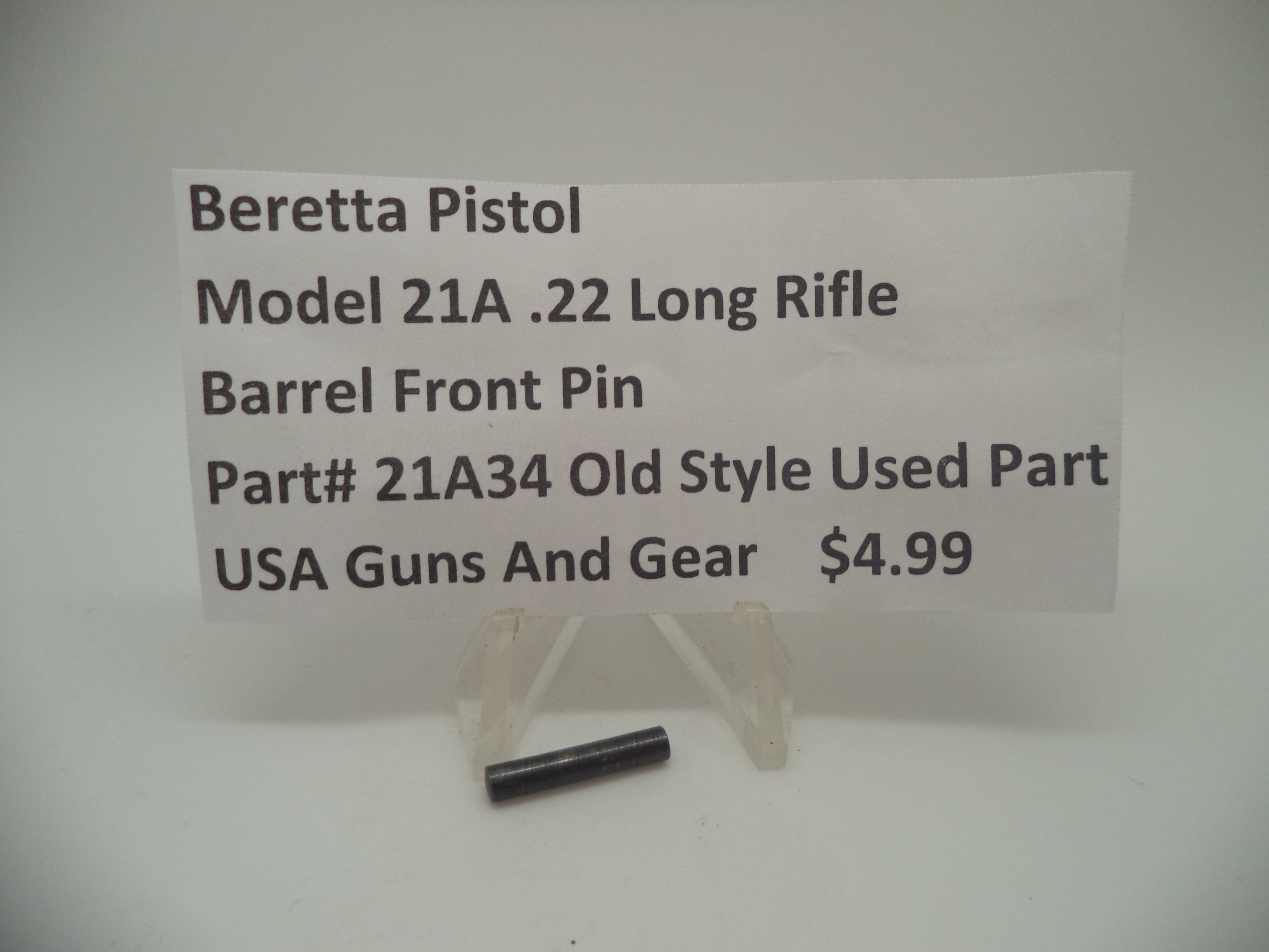 21A34 Beretta Pistol Model 21A .22 Long Rifle Barrel Front Pin Blue Used Part