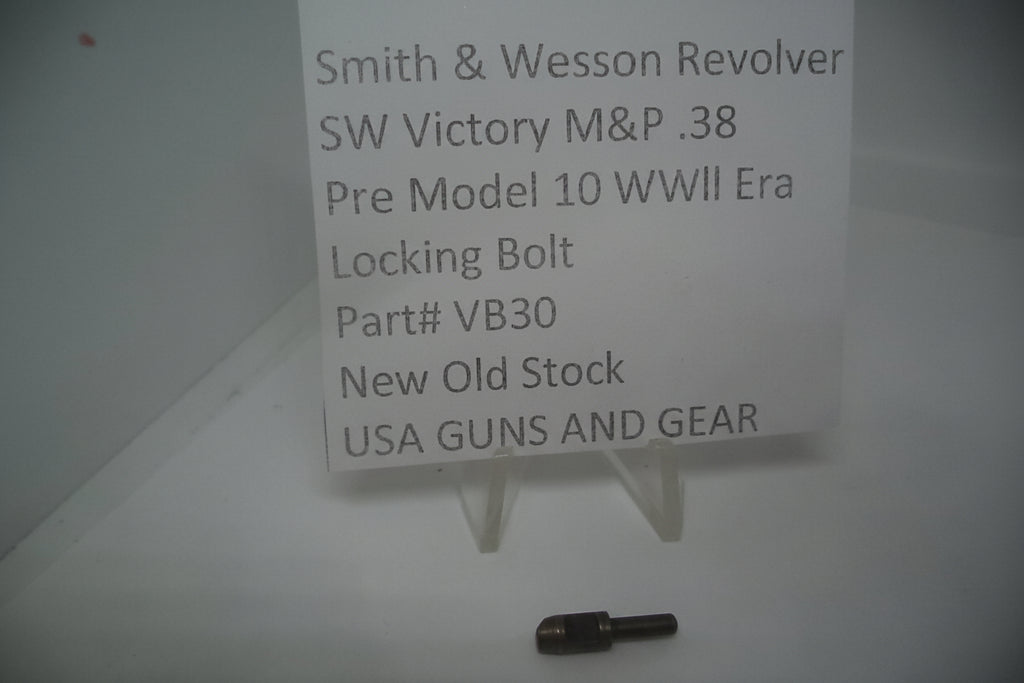 A product display card with a Smith & Wesson Victory M&P .38 Locking Bolt, indicating it is a new old stock item from the WWII era.