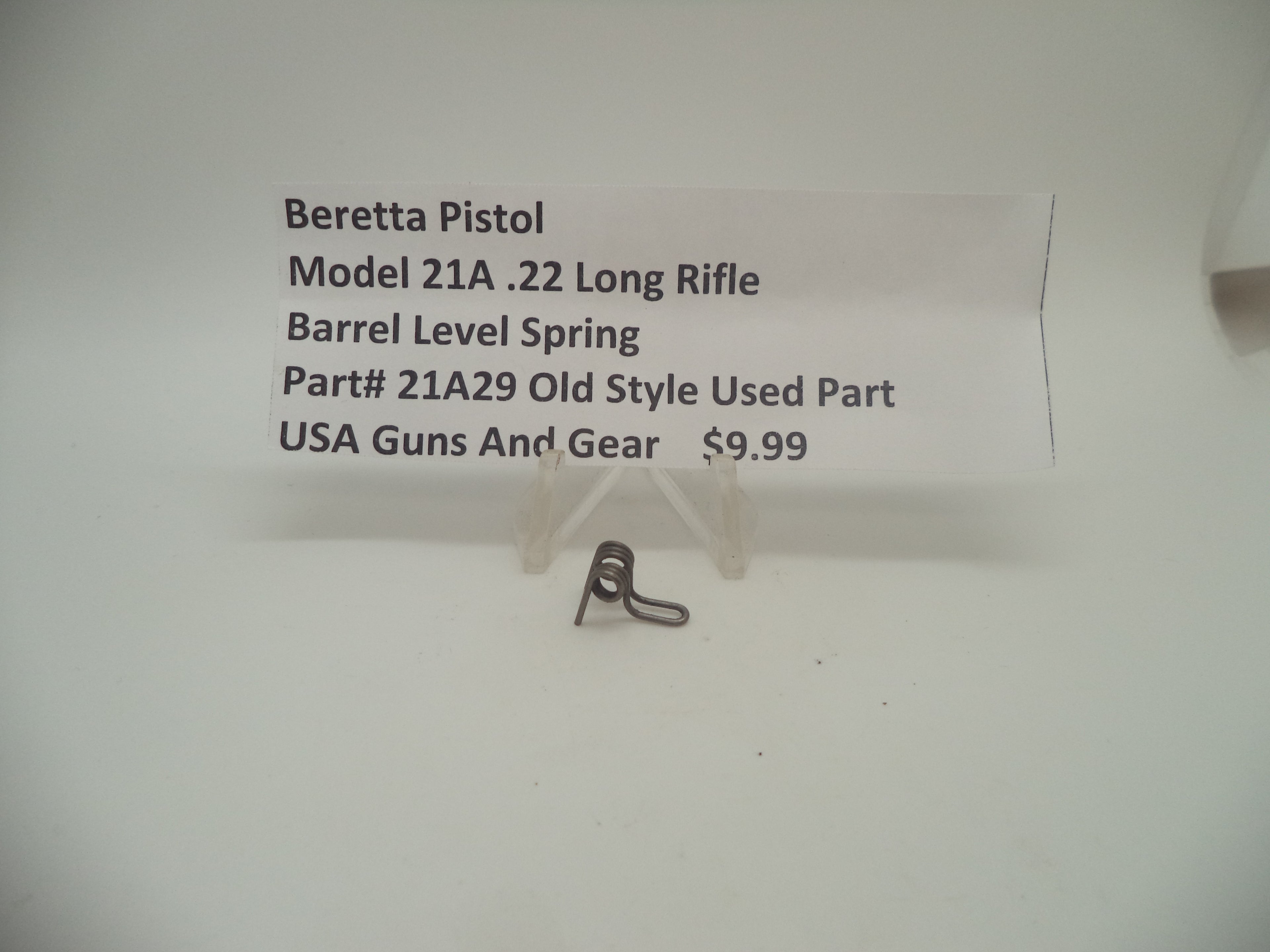 21A29 Beretta Pistol Model 21A .22 Long Rifle Barrel Level Spring Used Part