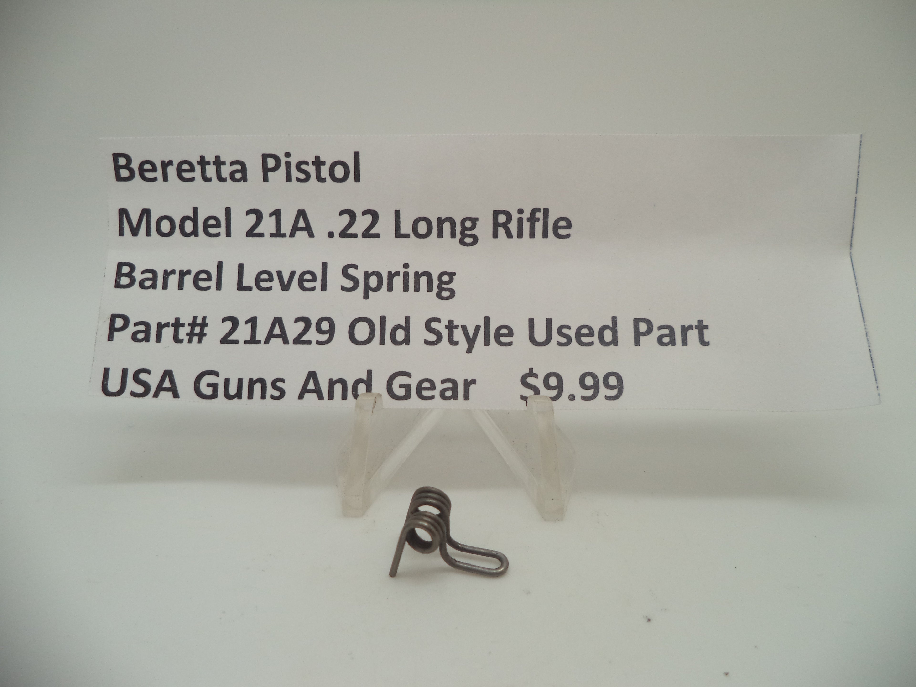 21A29 Beretta Pistol Model 21A .22 Long Rifle Barrel Level Spring Used Part