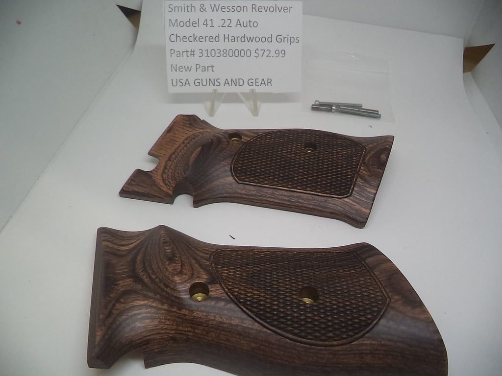 310380000 Smith & Wesson Model 41 .22 Auto Grips Checkered Hardwood New