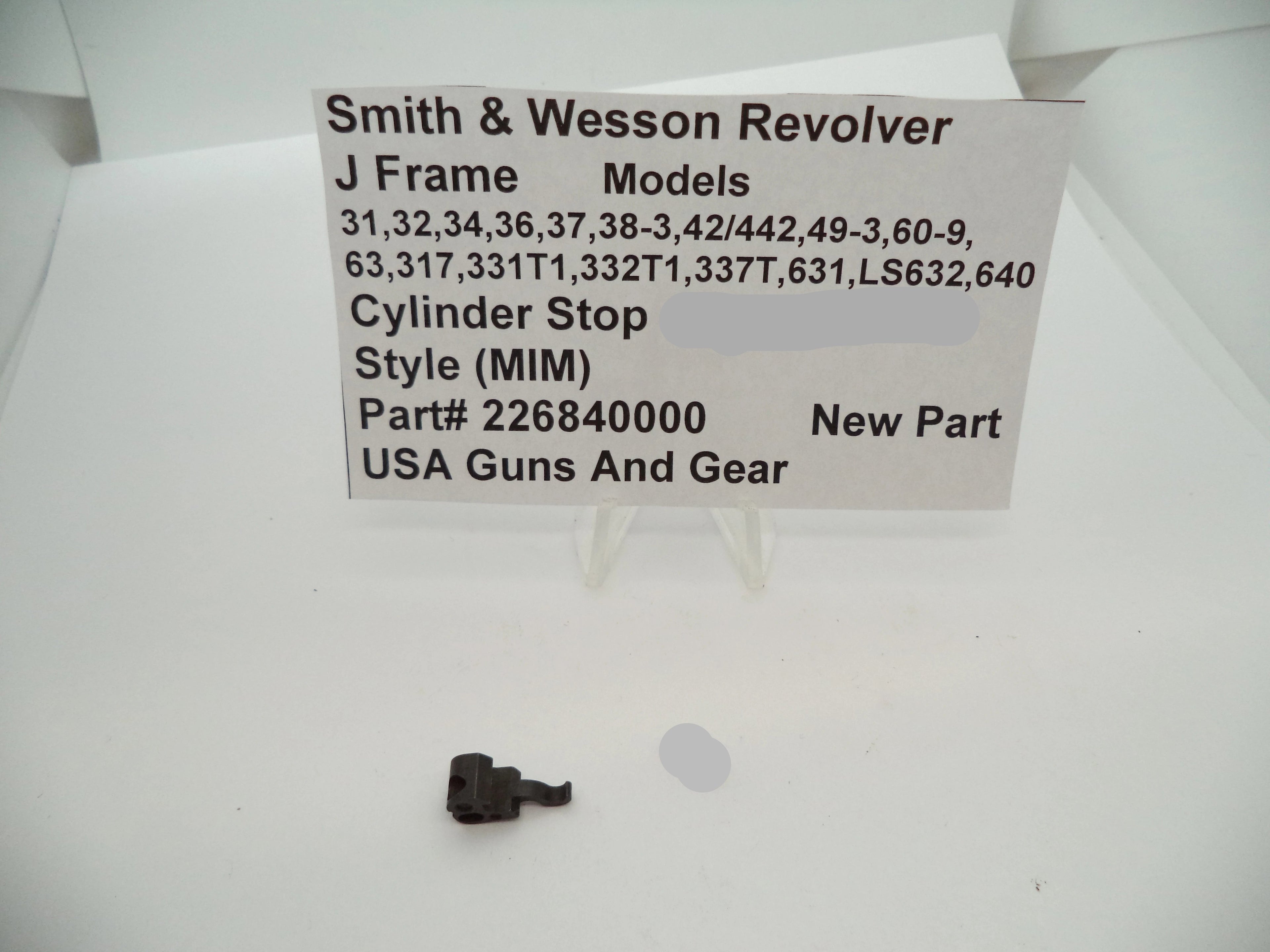 Smith & Wesson J Frame Cylinder Stop New Style MIM New Old Stock Part 226840000