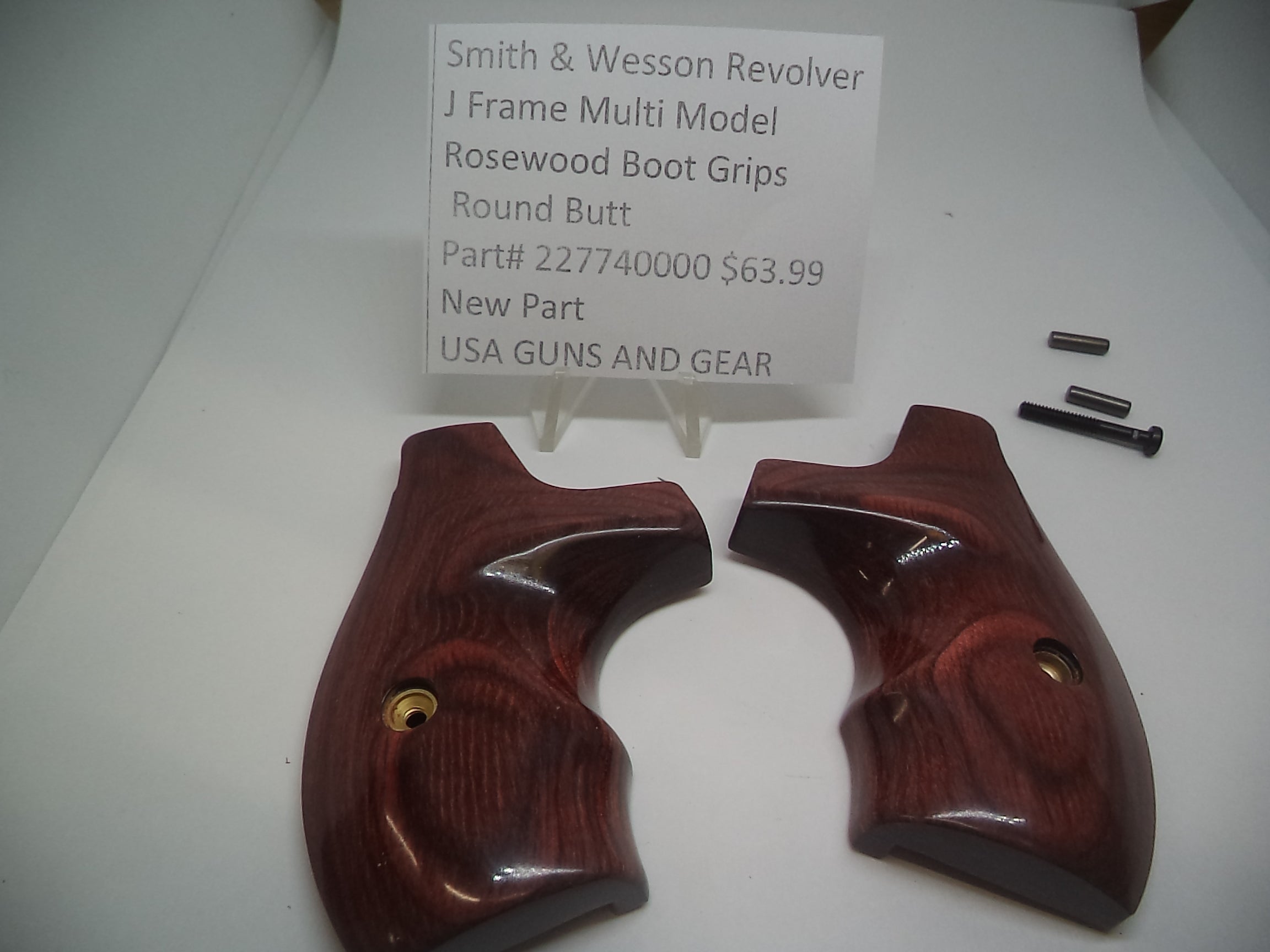 Smith & Wesson J Frame Boot Grips Round Butt Rosewood with Hardware - 227740000