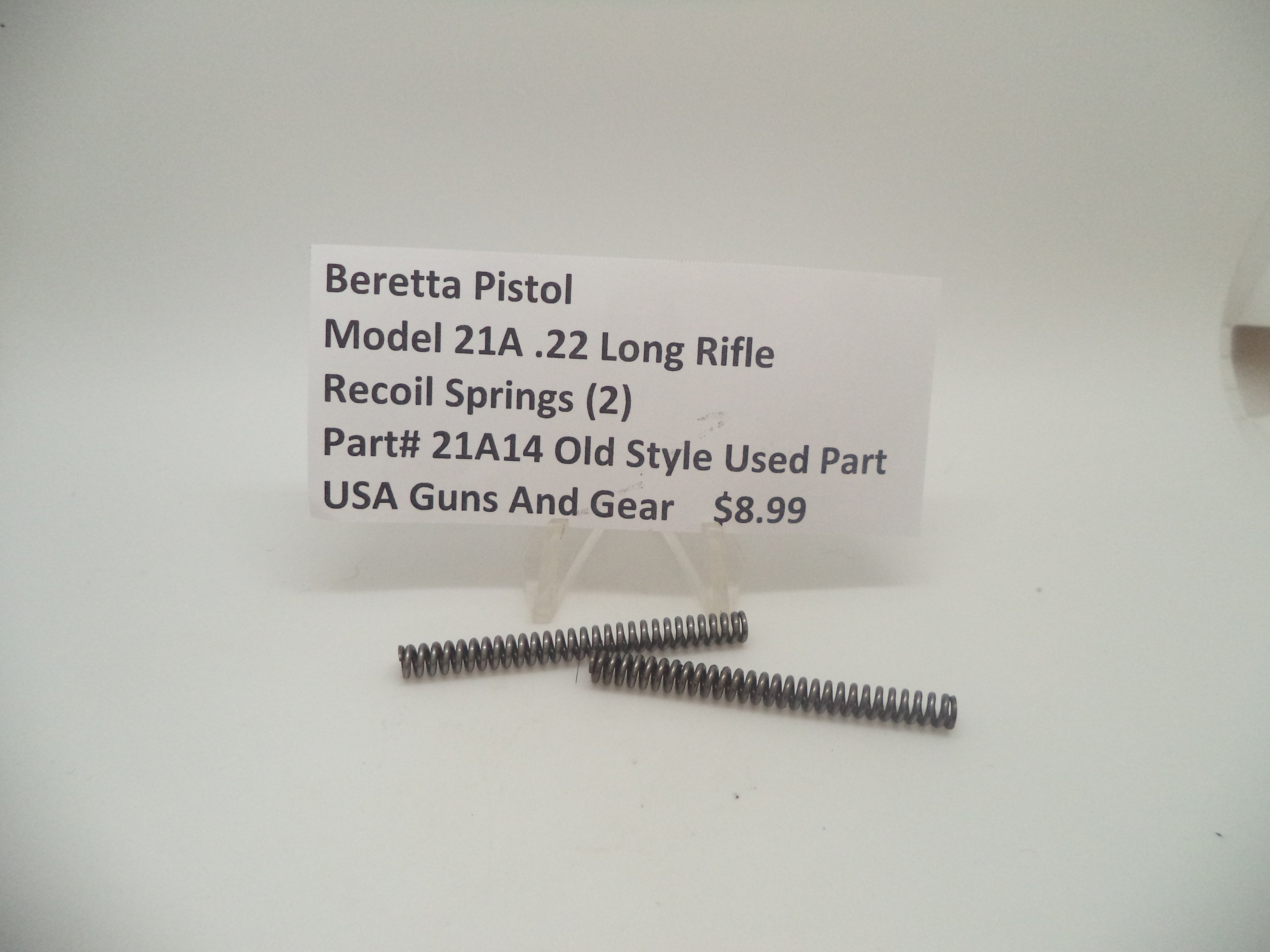 21A14 Beretta Pistol Model 21A .22 Long Rifle Recoil Spring (2) Used Part
