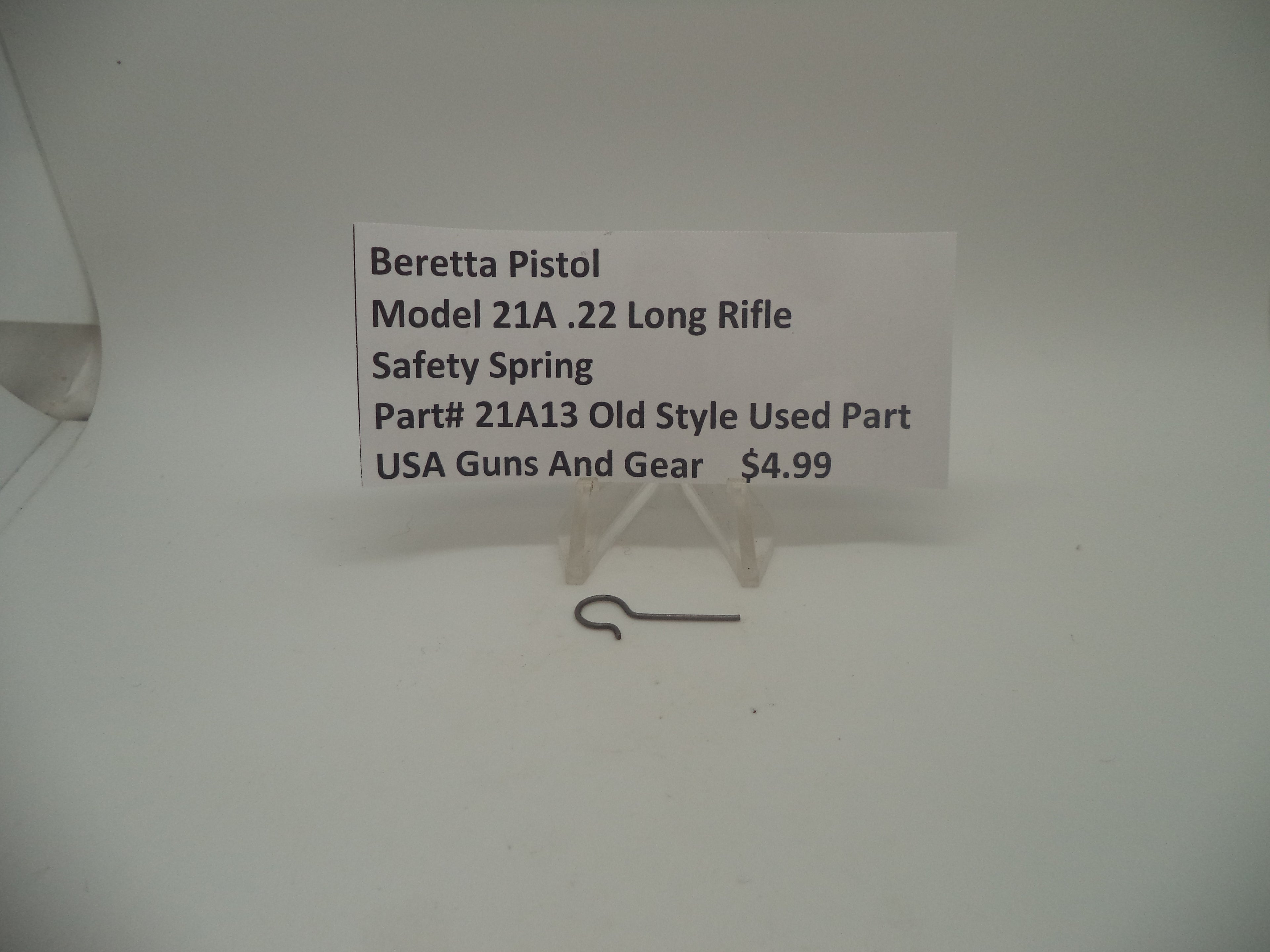 21A13 Beretta Pistol Model 21A .22 Long Rifle Safety Spring Used Part