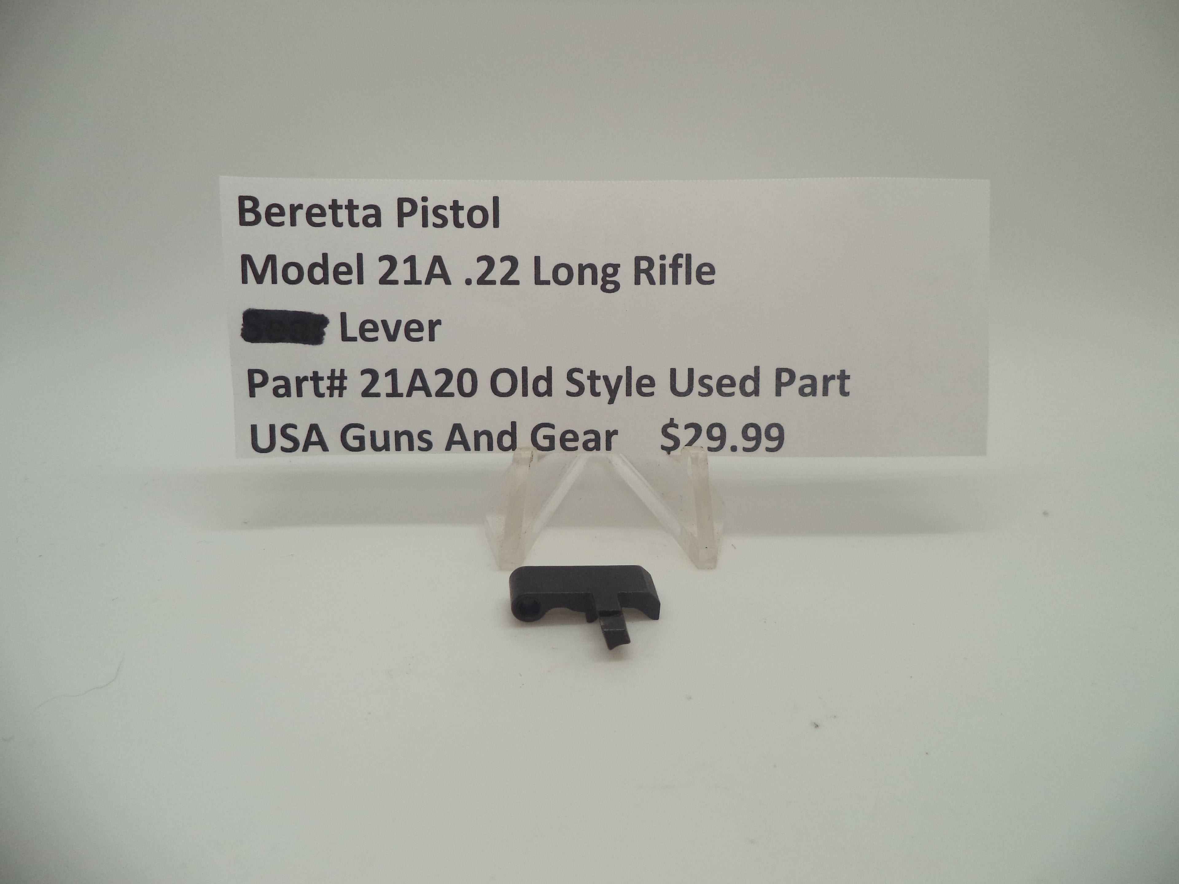 21A20 Beretta Pistol Model 21A .22 Long Rifle S-Lever Blue Used Part