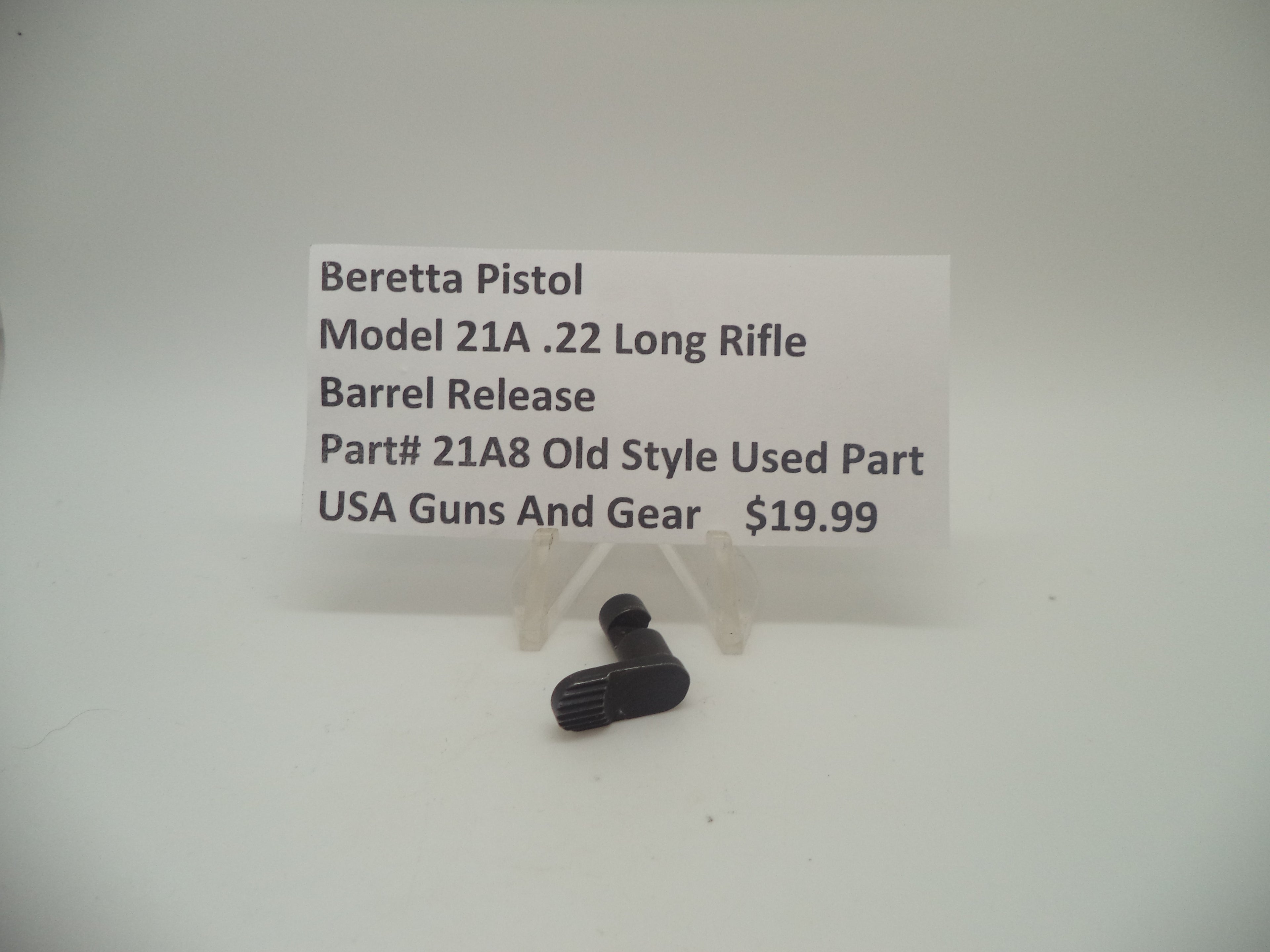 21A8 Beretta Pistol Model 21A .22 Long Rifle Barrel Release Blue Used Part