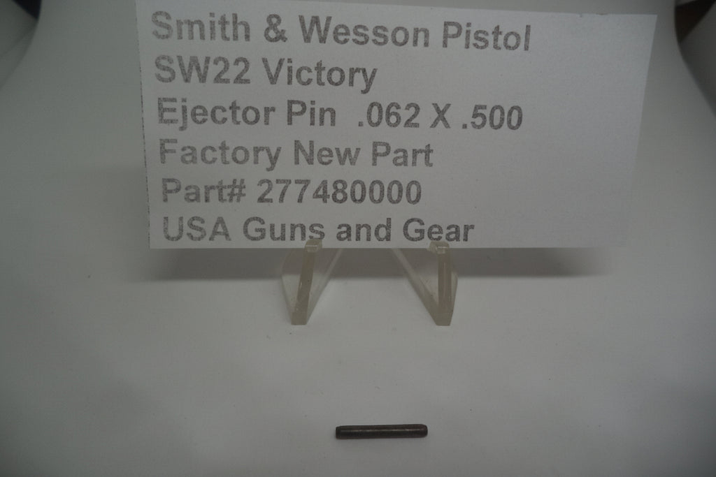 A Smith & Wesson SW22 Victory Ejector Pin displayed on a label with the description and part number visible.