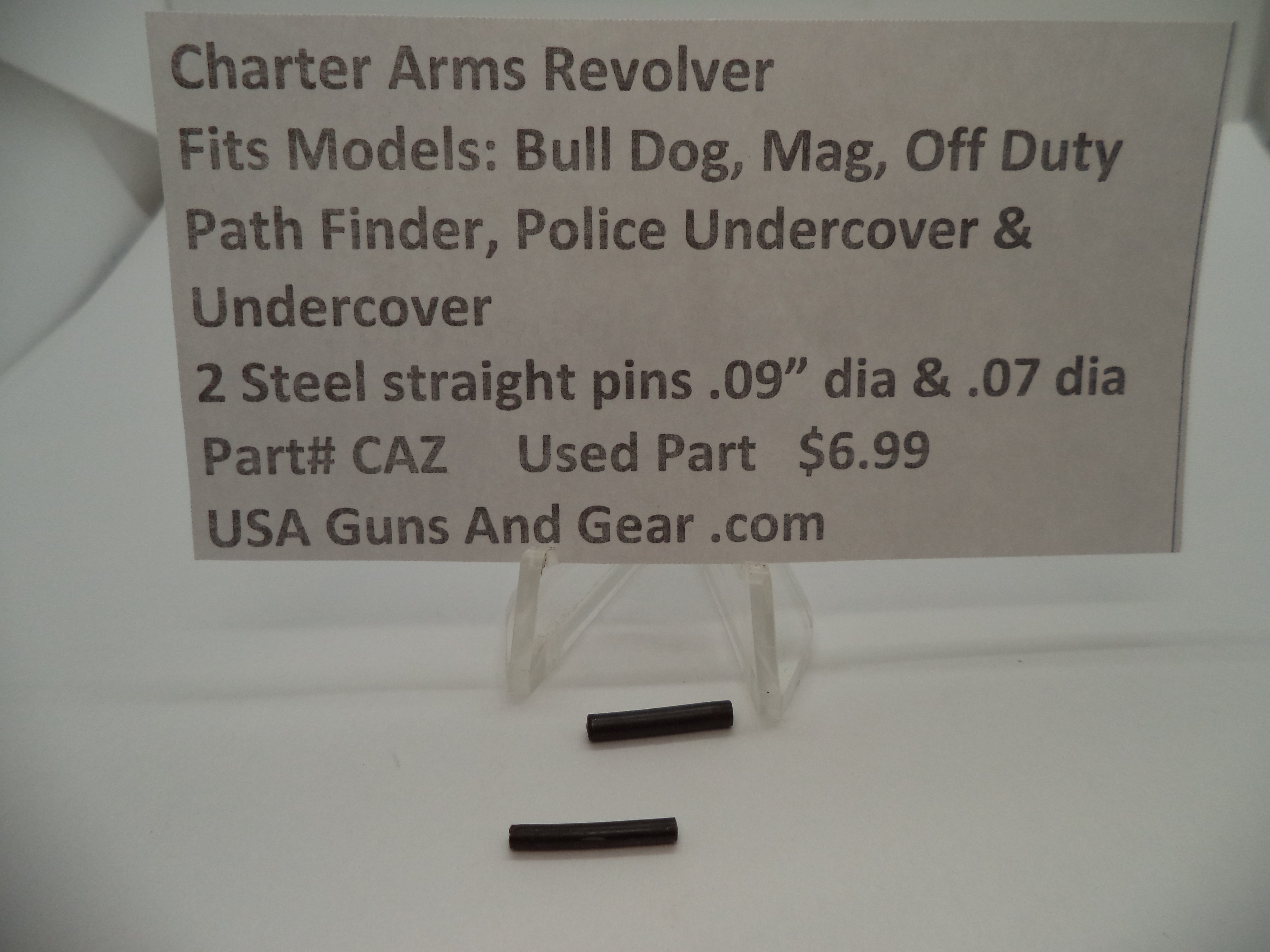 CAZ Charter Arms Revolver Fits Several Models Used 2 Steel Straight Pins