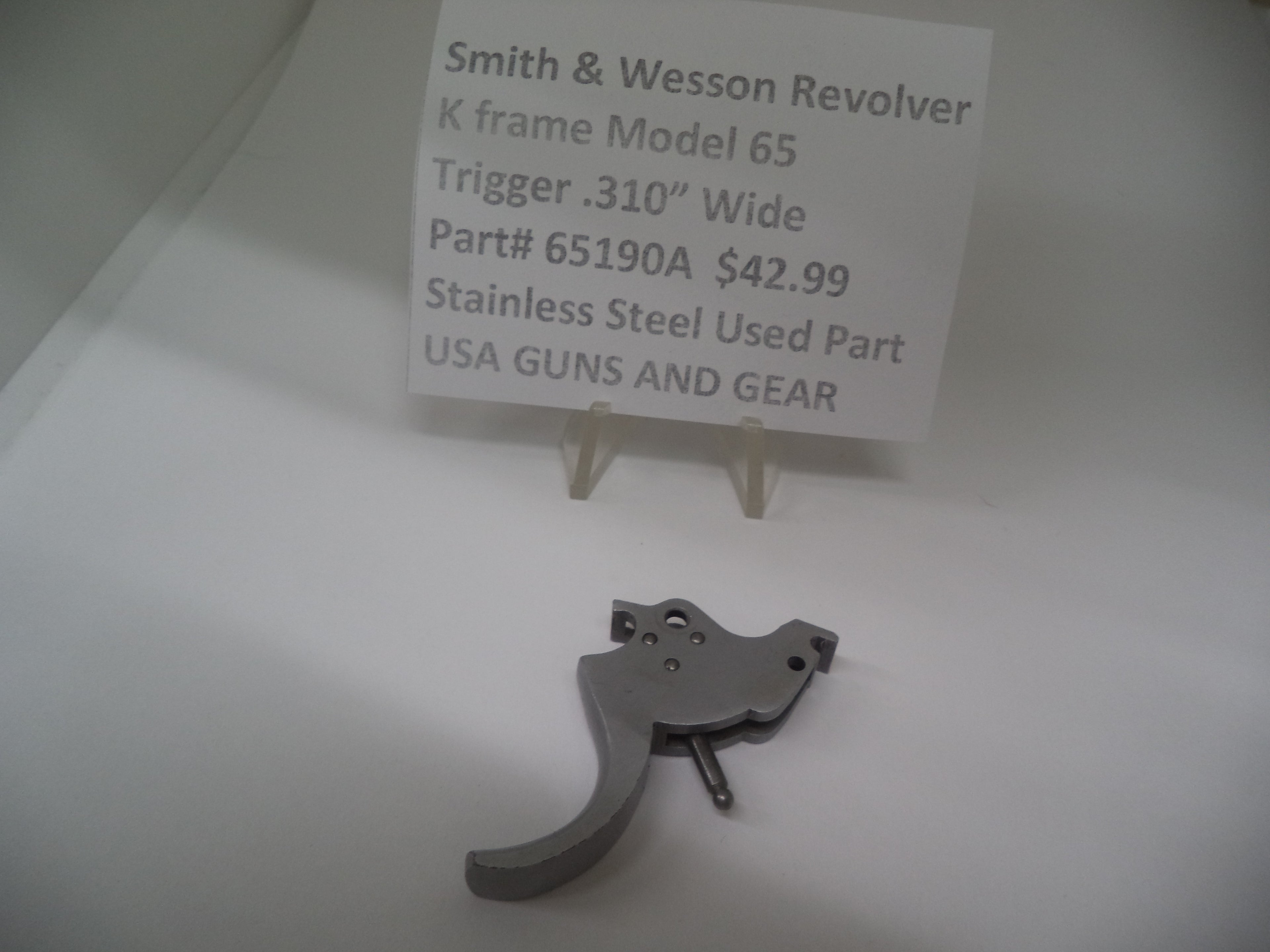 65190A S&W K Frame Revolver Model 65  Trigger .310" Wide  Used