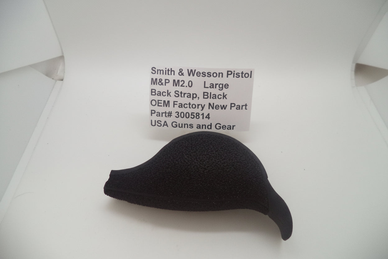 Smith & Wesson M&P M2.0 Large Back Strap in black, displayed on a white background with a label providing product information.