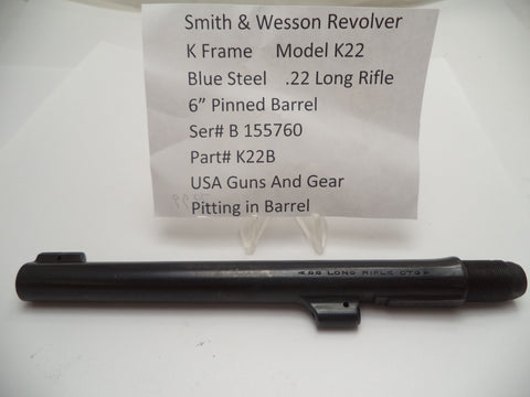 K22B Smith & Wesson K Frame Model K22 6" Barrel Blue Used .22 Long Rifle