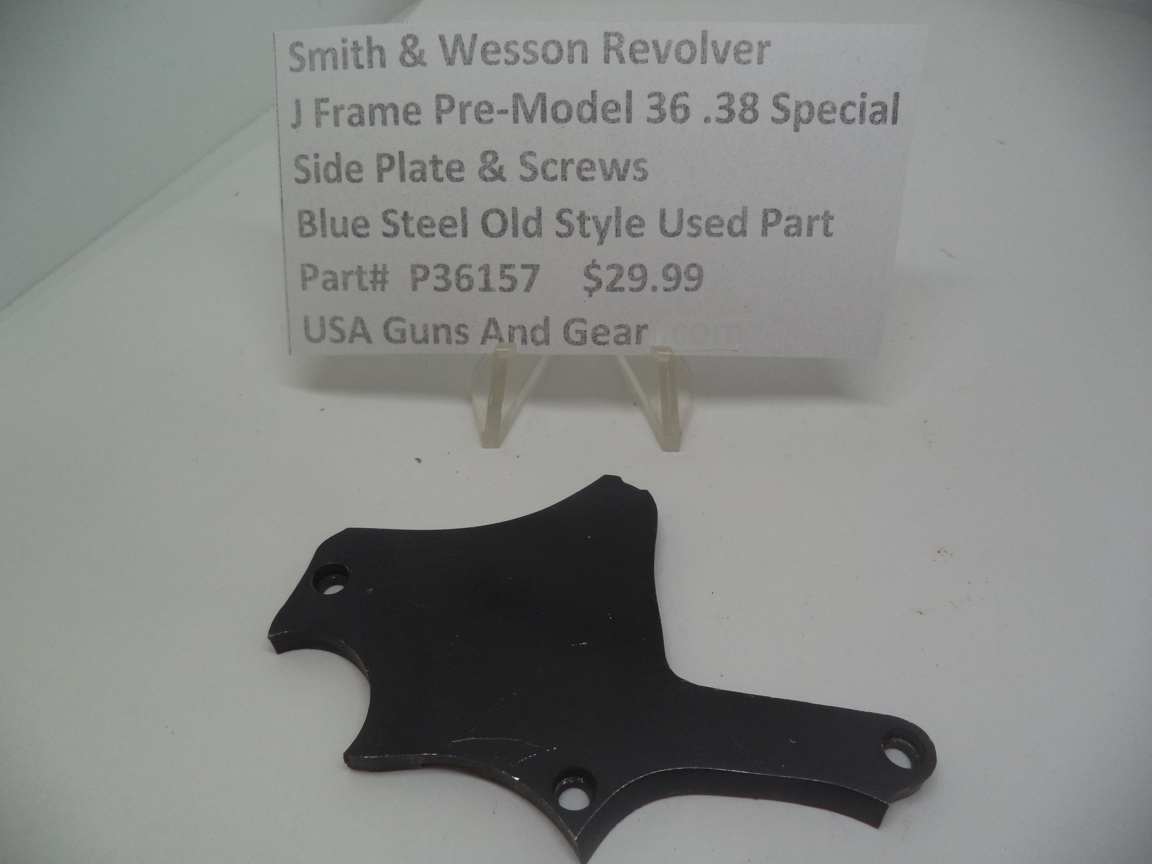 P36157 Smith & Wesson J Frame Model Pre 36 Side Plate & Screws .38 Special