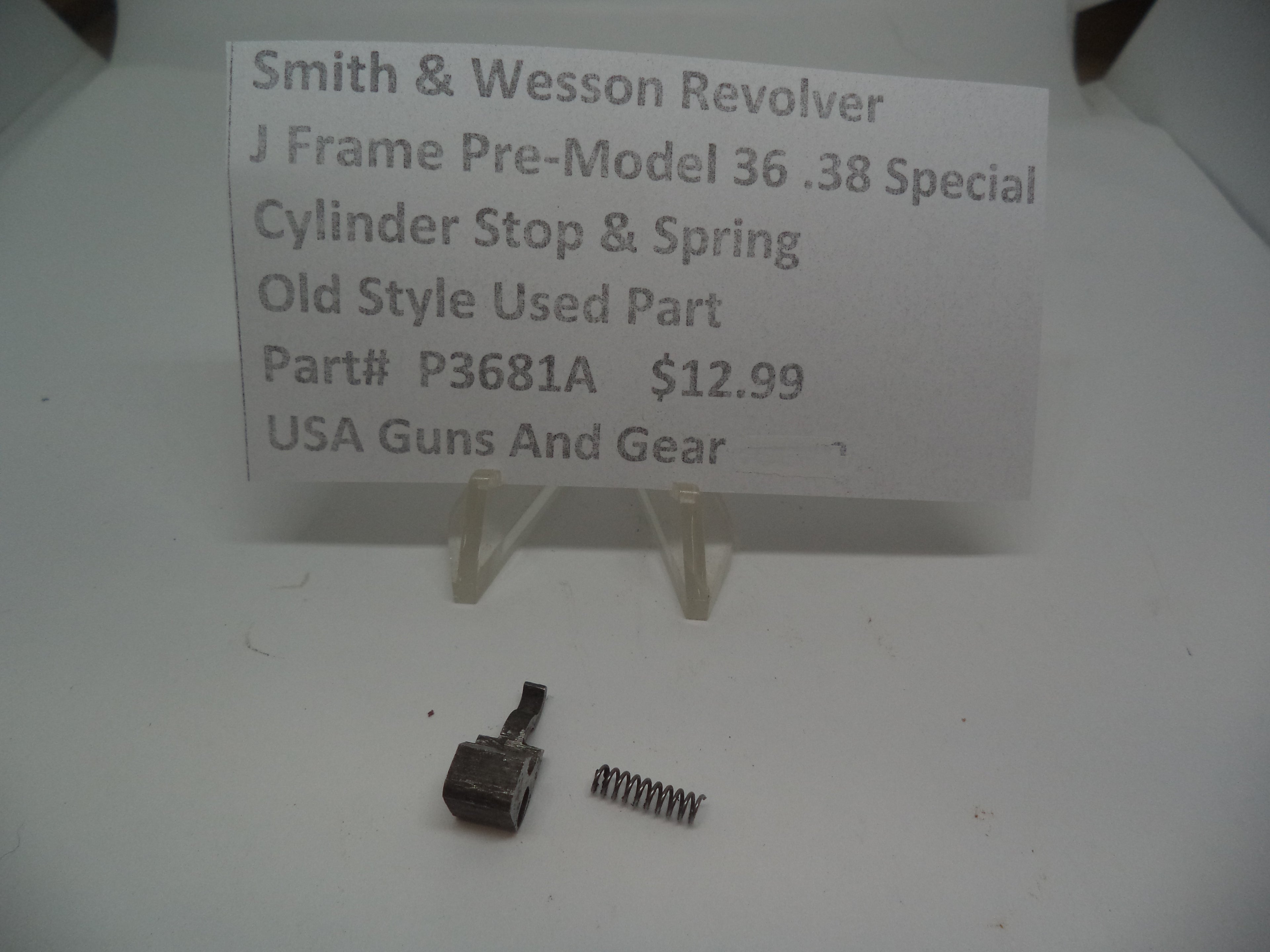 P3681A Smith & Wesson J Frame Model Pre 36 Cylinder Stop & Spring .38 Special