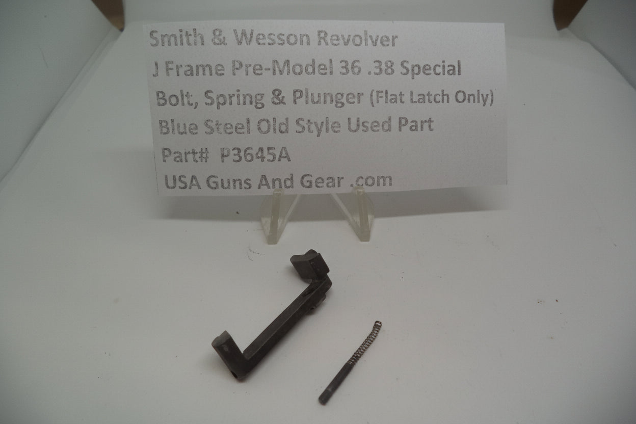 Smith & Wesson J Frame Pre-Model 36 Bolt, Spring & Plunger Assembly - Flat Latch .38 Special P3645A