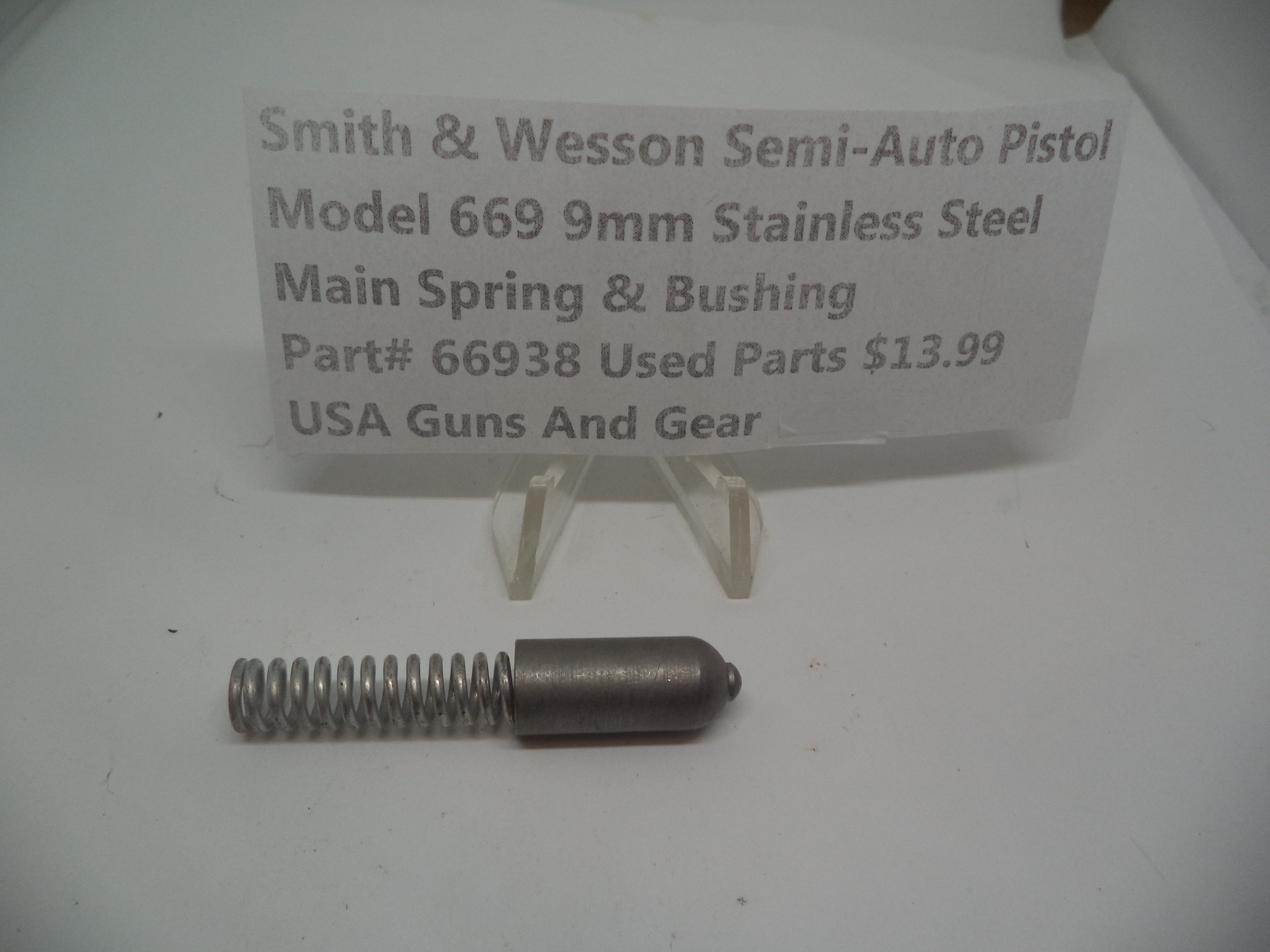 66938 Smith & Wesson Pistol Model 669 Main Spring & Bushing 9mm Stainless Steel