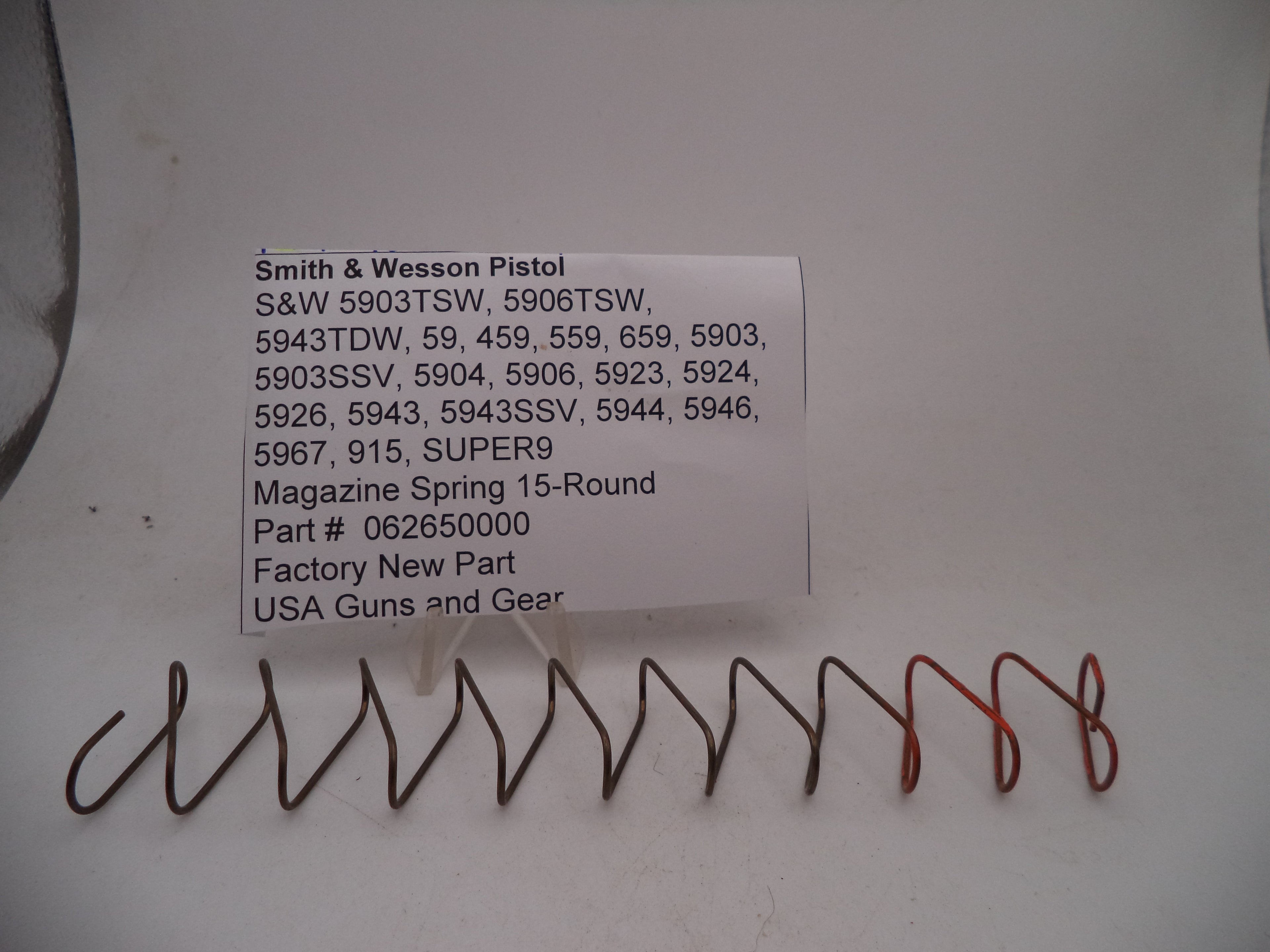 S&W Magazine Spring 062650000 - Model 5926 5924 5904 5906 15-Round