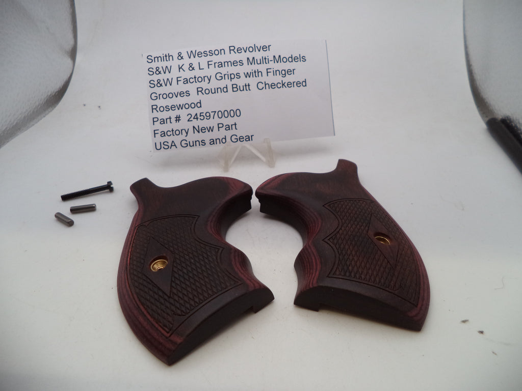 Smith & Wesson K/L Frame Checkered Rosewood Grips Round Butt - 245970000