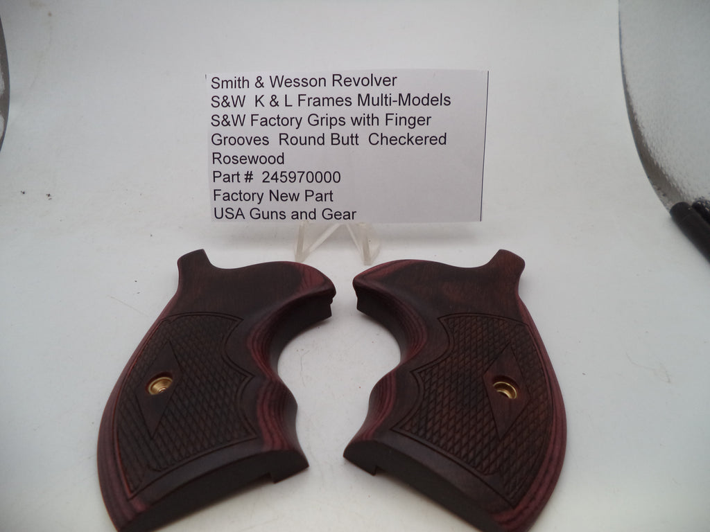 Smith & Wesson K/L Frame Checkered Rosewood Grips Round Butt - 245970000