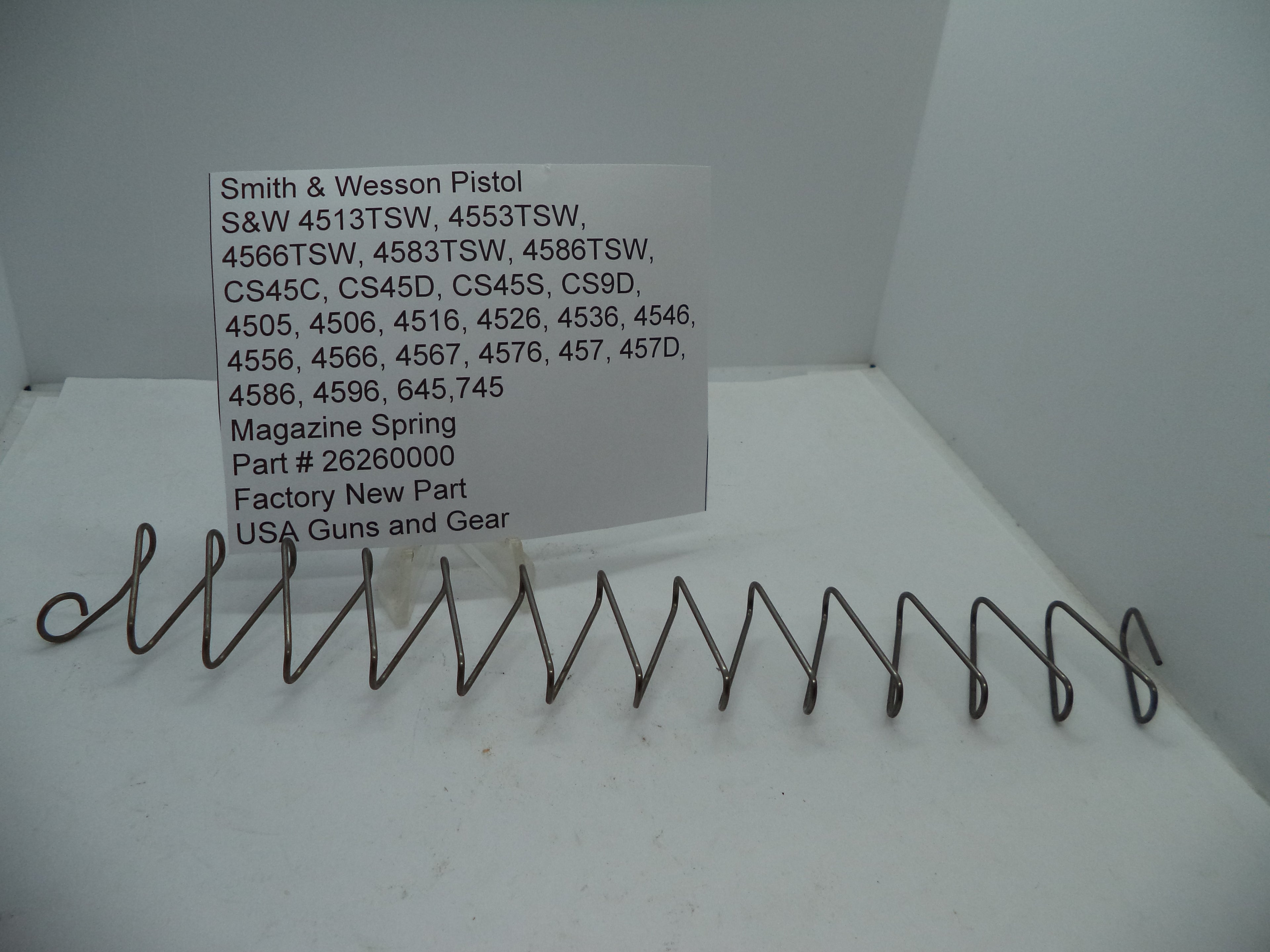 26260000 S&W Magazine Spring - 4505 4506 4513TSW .45 ACP Multi-Model