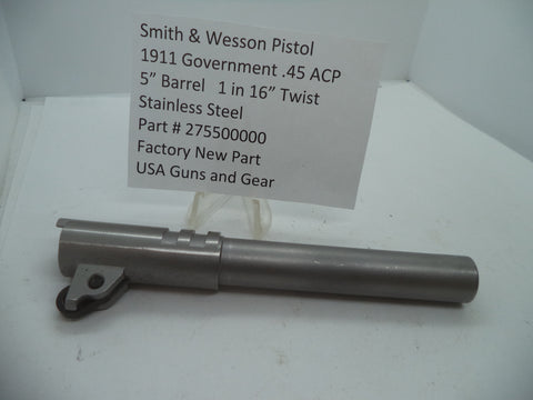 275500000 S&W 1911 Government Barrel, 1 in 16" Twist, 5" Stainless Steel .45 ACP