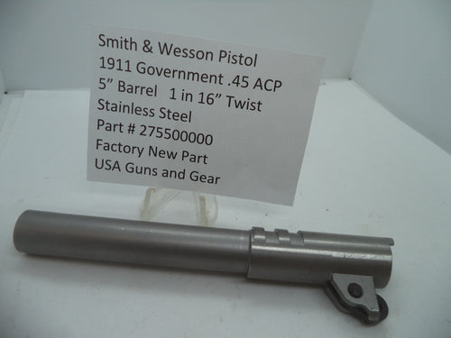 275500000 S&W 1911 Government Barrel, 1 in 16" Twist, 5" Stainless Steel .45 ACP