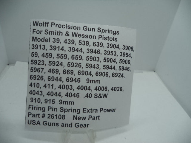 Wolff Smith & Wesson 3904 5904 6904 Series Extra Power Firing Pin Spring 26108