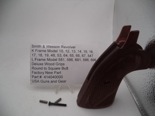 414040000 S&W K&L Frame All Models Wood Grips, Round to Square Butt