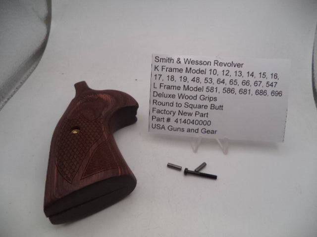 414040000 S&W K&L Frame All Models Wood Grips, Round to Square Butt