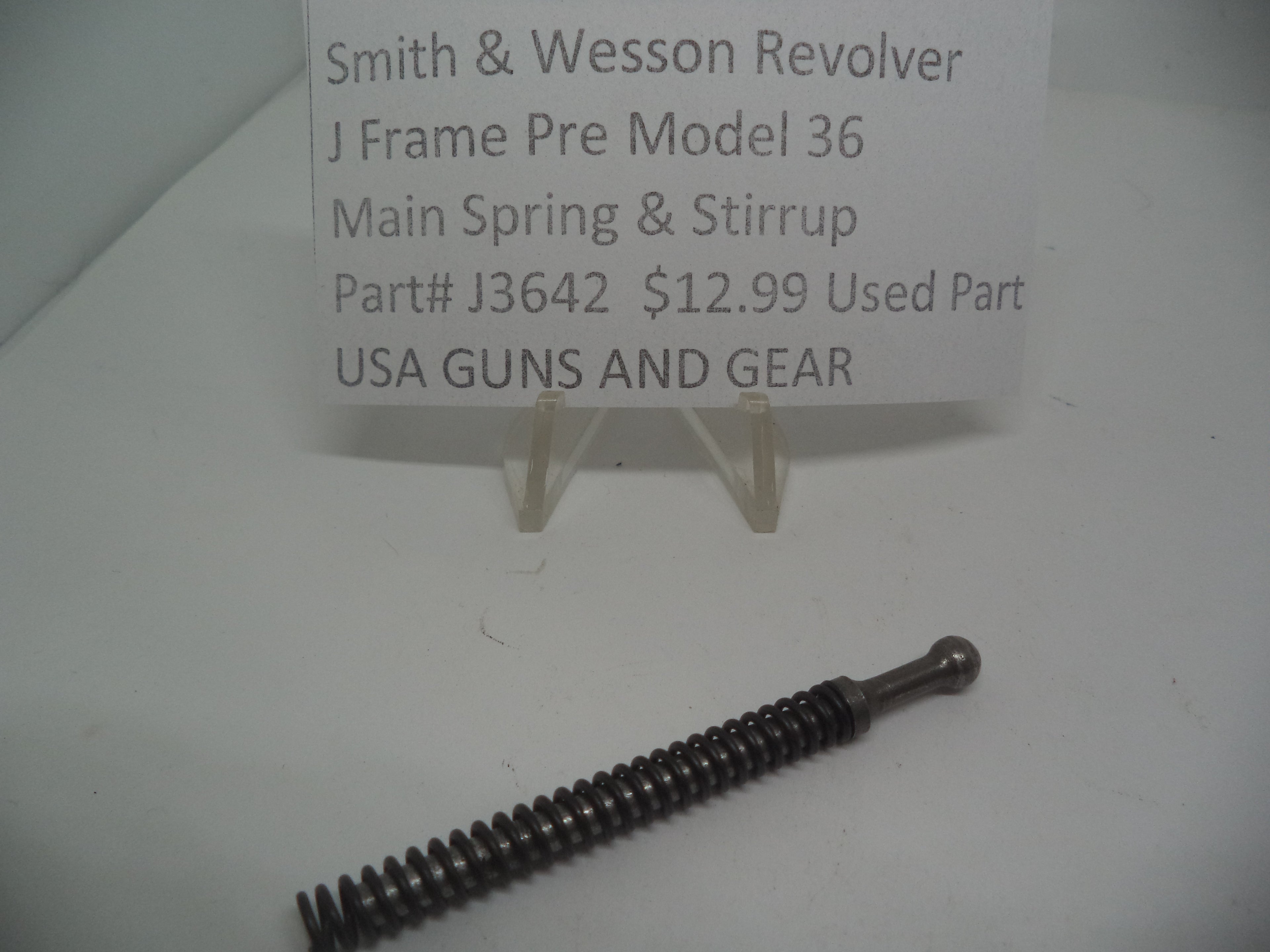 J3642 Smith & Wesson J Frame Pre Model 36 Main Spring & Stirrup .38 Special Used Part