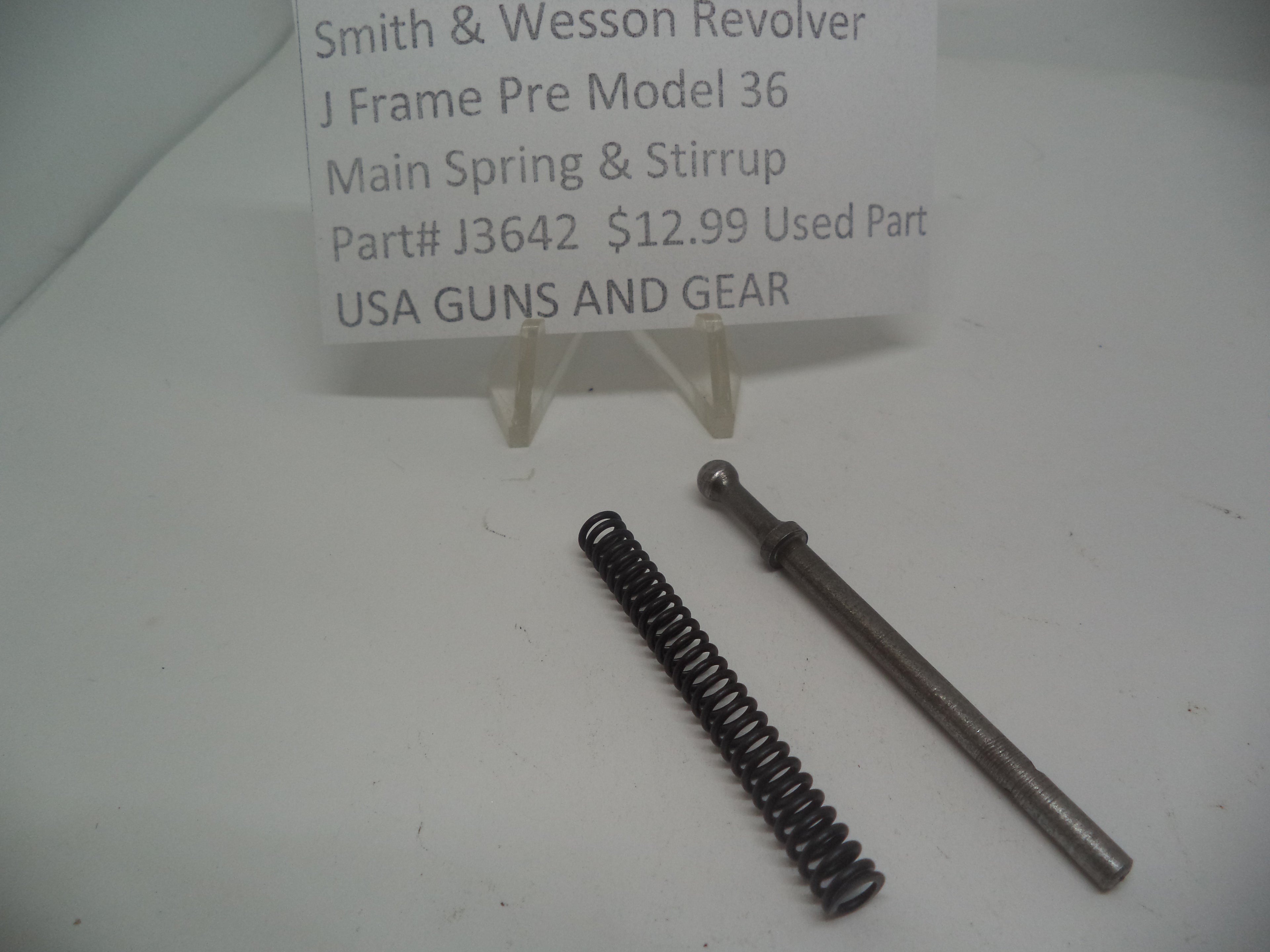 J3642 Smith & Wesson J Frame Pre Model 36 Main Spring & Stirrup .38 Special Used Part