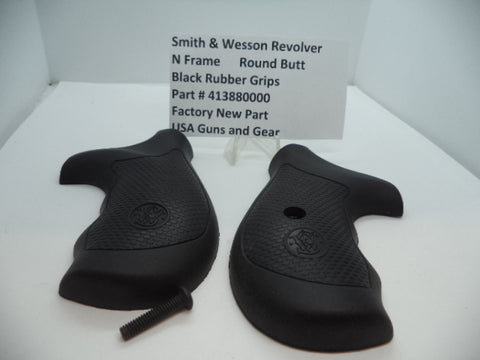 413880000 Smith & Wesson Revolver N Frame Black Rubber Grips Round Butt