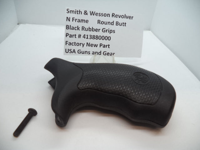 Smith & Wesson N Frame Black Rubber Grips Round Butt - 413880000