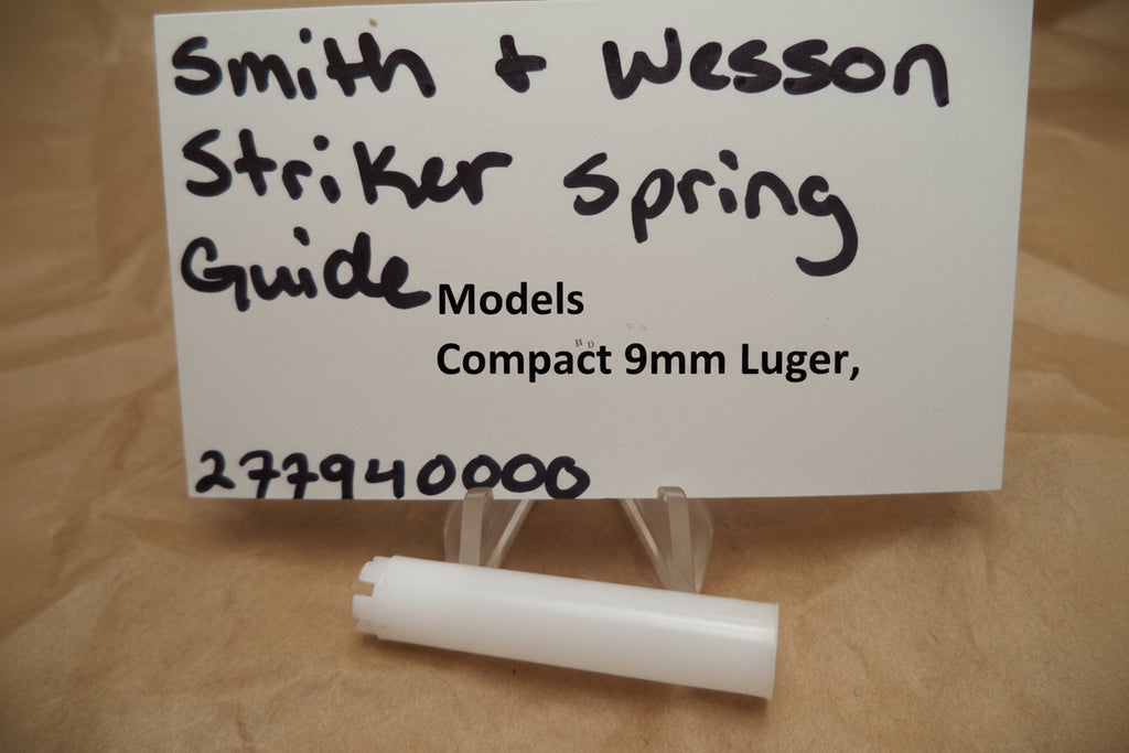 Smith & Wesson Striker Spring Guide product label indicating compatibility with various firearm models and calibers.