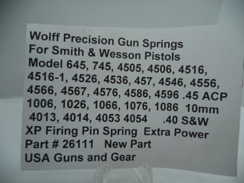 26111 Wolff for S&W Model 645, 745, 4505, 4506, 4516, 4516-1 Firing Pin Spring .45 ACP