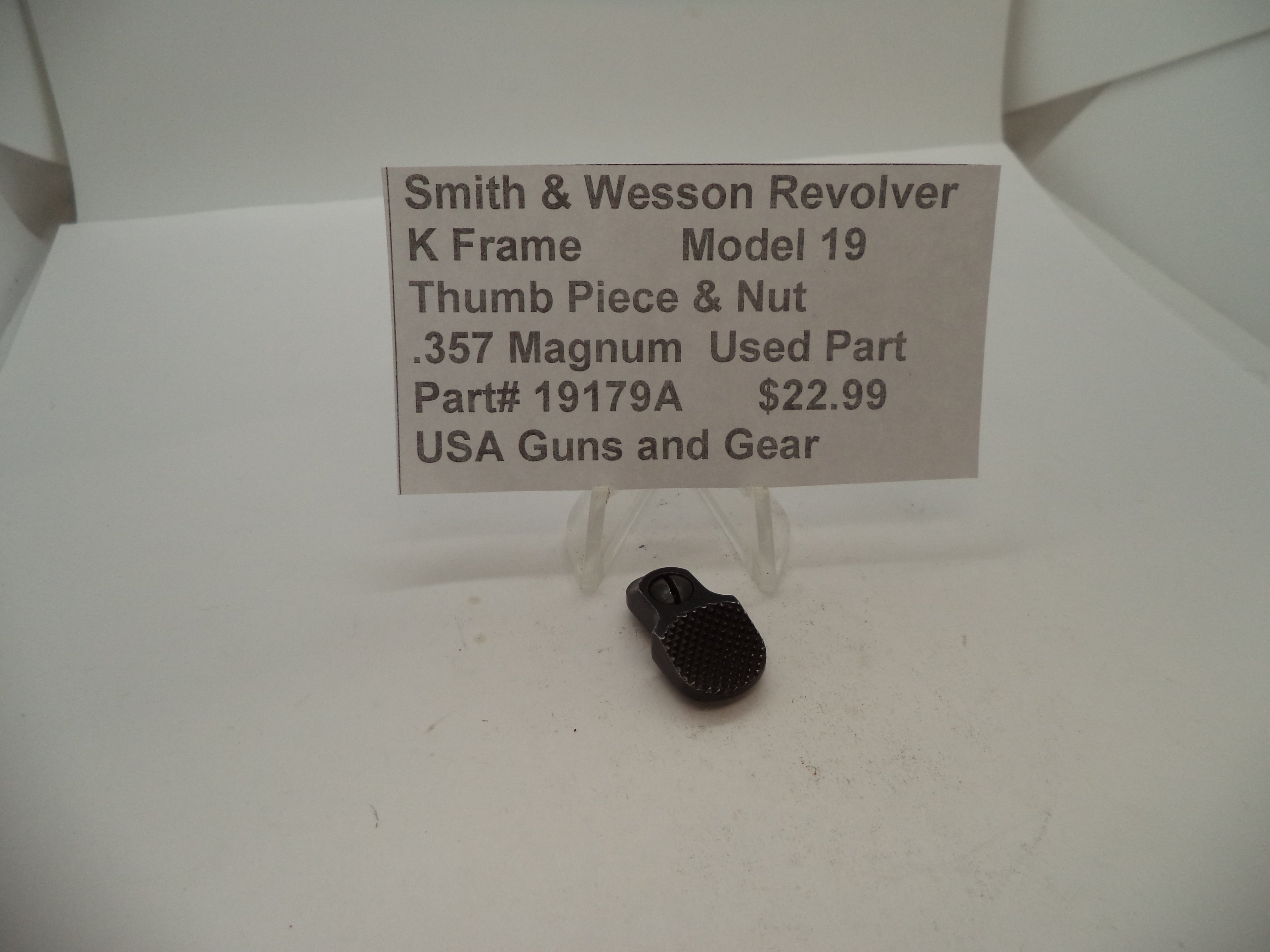 19179A Smith & Wesson K Frame Model 19 Used Thumb Piece & Nut .357 Magnum